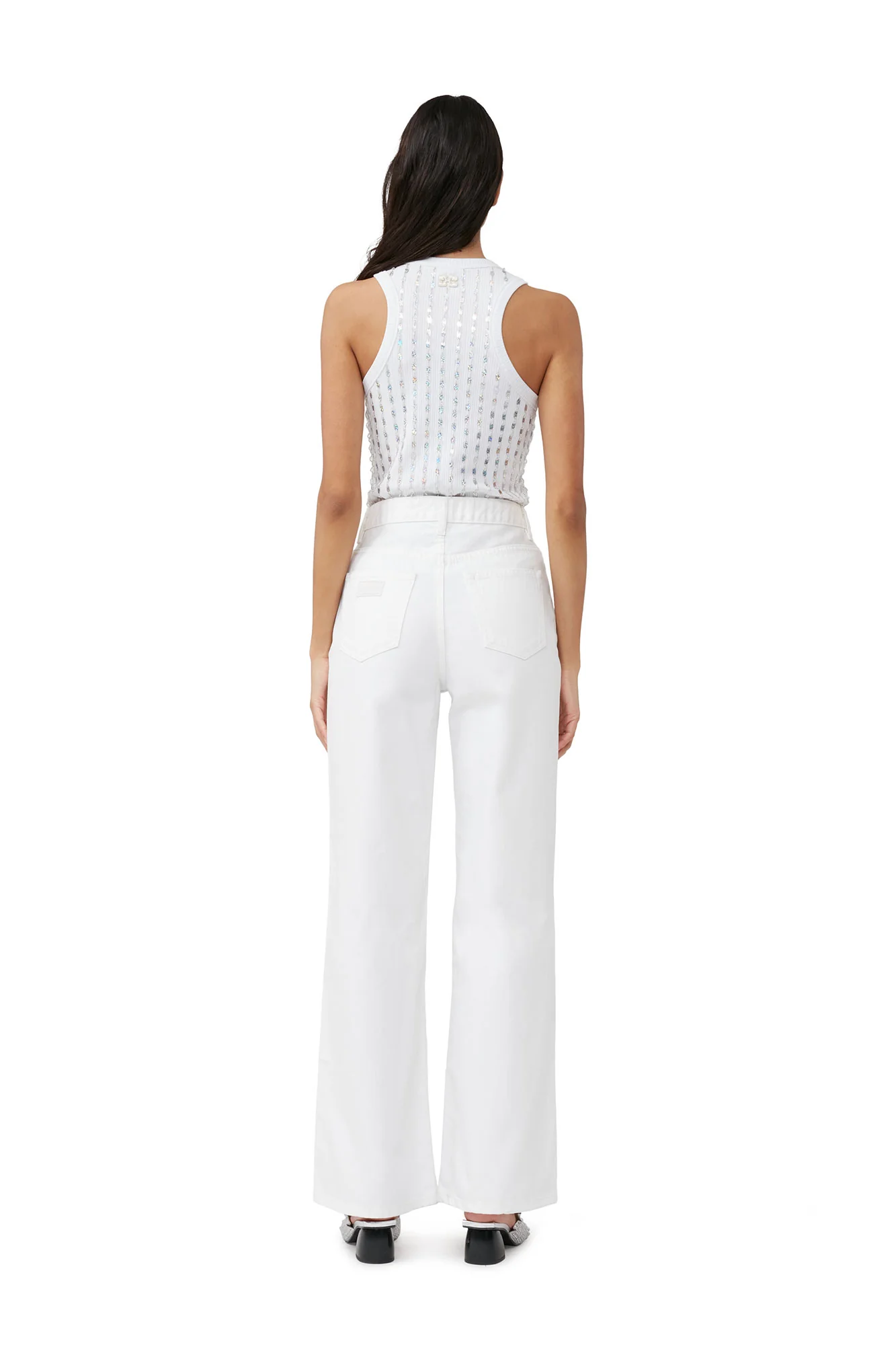 Rib Jersey Beaded Top | Bright White - Image 4