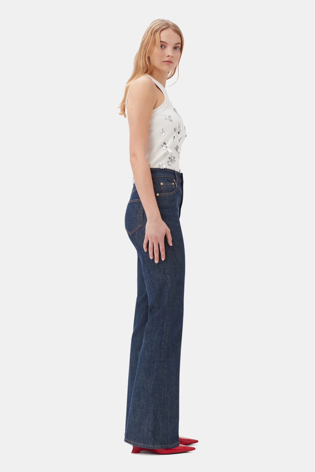 Rib Jersey Embellish Tank Top | Bright White - Image 5