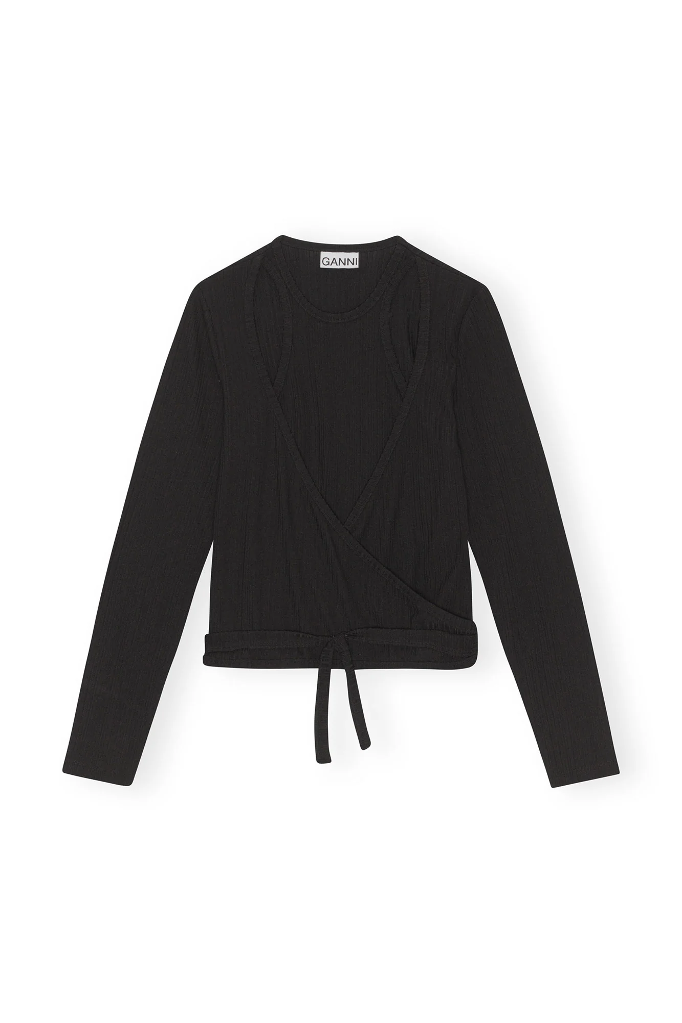 Rib Jersey Wrap Blouse | Black
