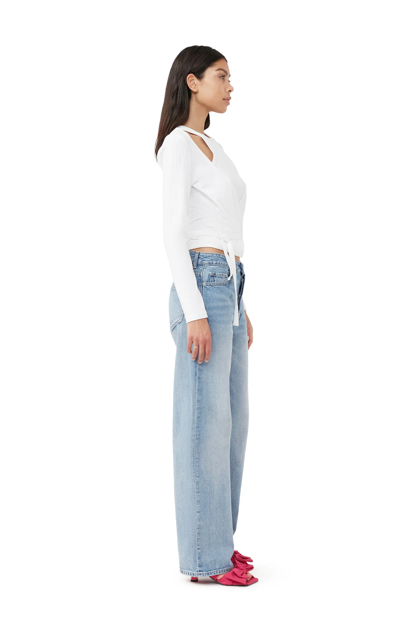 Rib Jersey Wrap Blouse | Bright White - Image 5