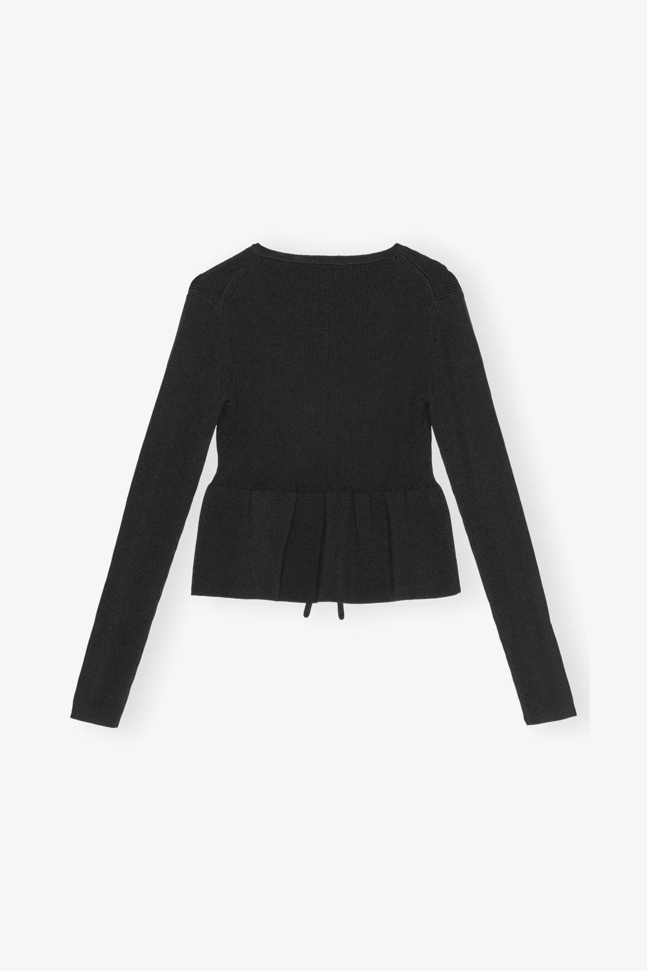 Rib Knit Tie String Cardigan | Black - Image 2