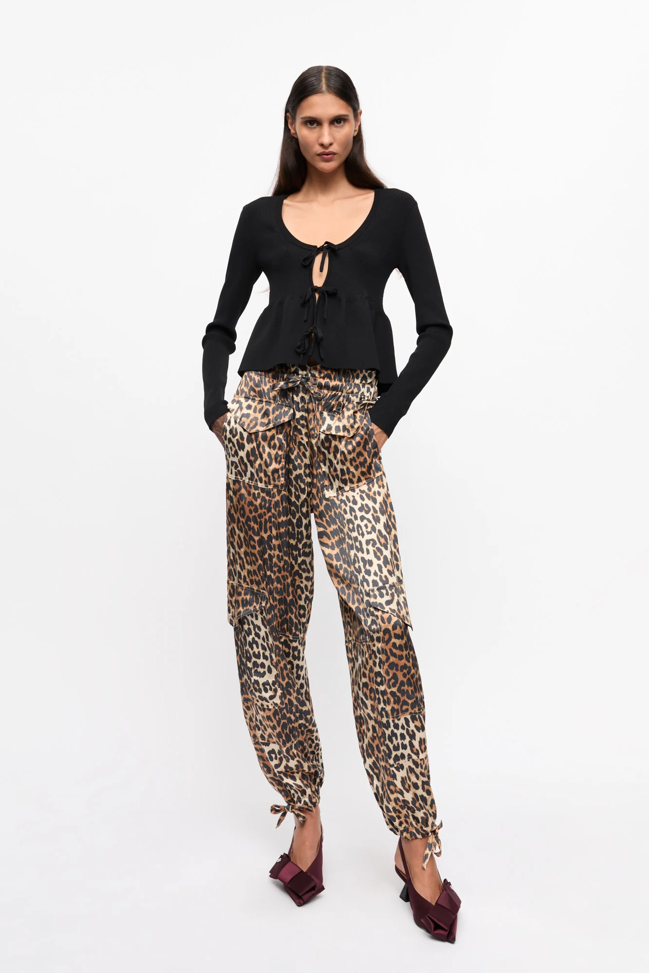 Rib Knit Tie String Cardigan | Black - Image 5