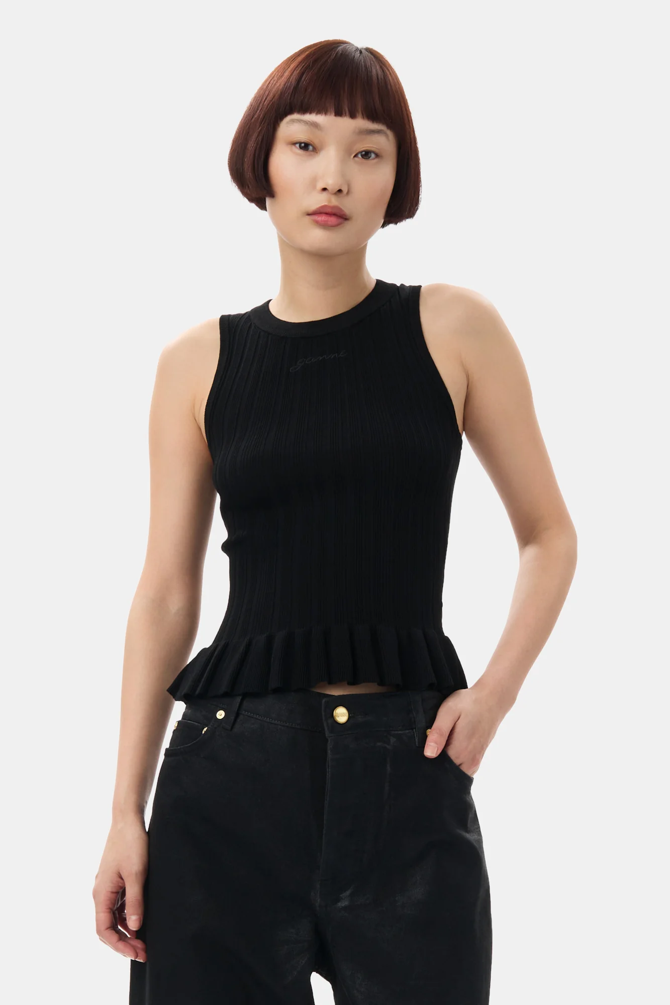 Rib Tank Top | Black - Image 3