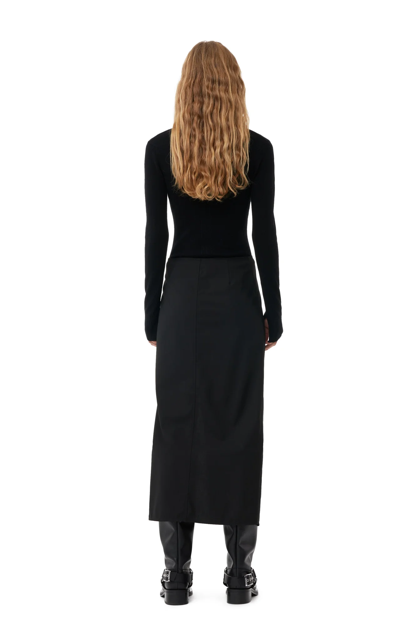 Ribbed Merino Polo Blouse | Black - Image 4