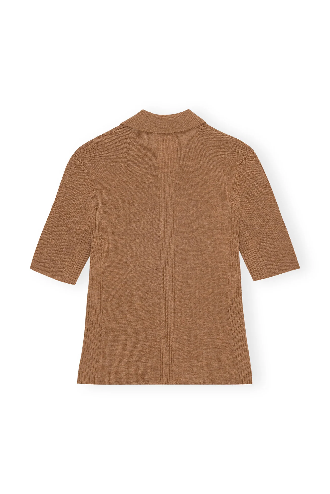 Ribbed Merino Short Sleeve Polo | Safari - Image 2