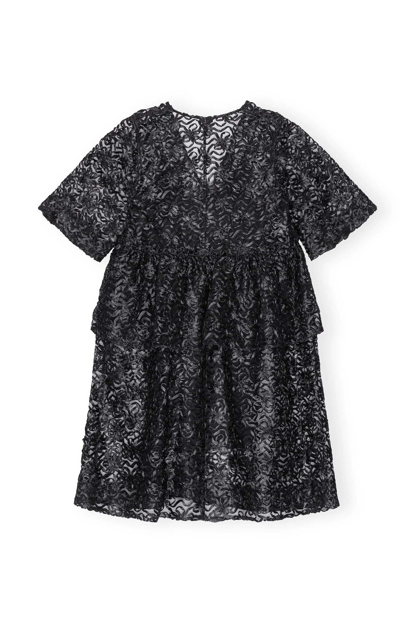 Ribbon Tulle Flounce Midi Dress | Black - Image 2