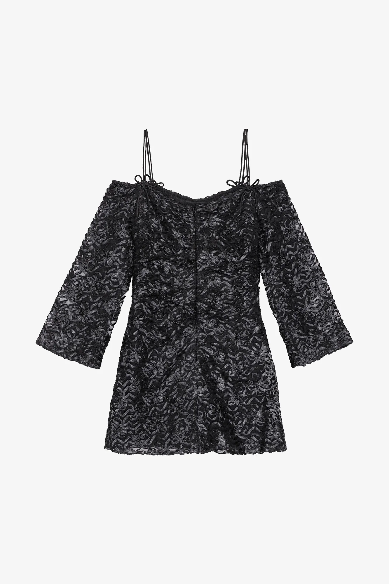 Ribbon Tulle Mini Dress | Black - Image 3