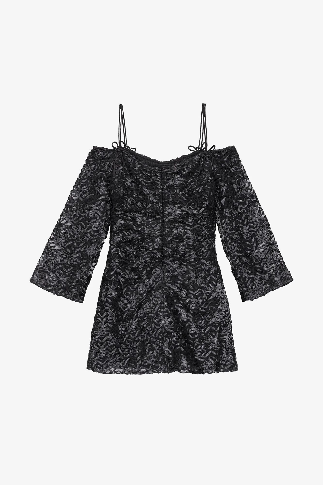 Ribbon Tulle Mini Dress | Black - Image 4
