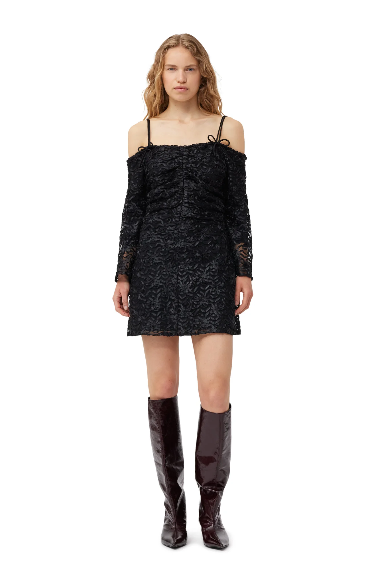 Ribbon Tulle Mini Dress | Black - Image 5