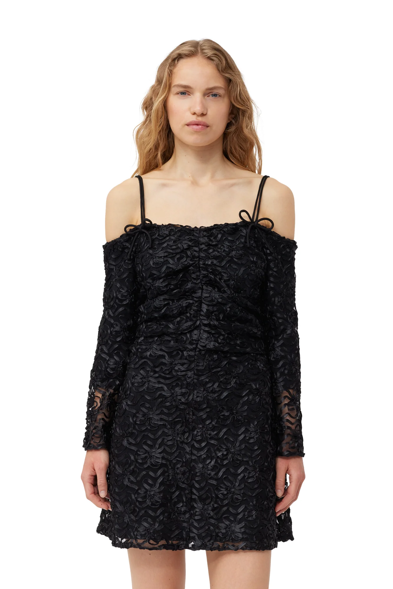 Ribbon Tulle Mini Dress | Black - Image 8
