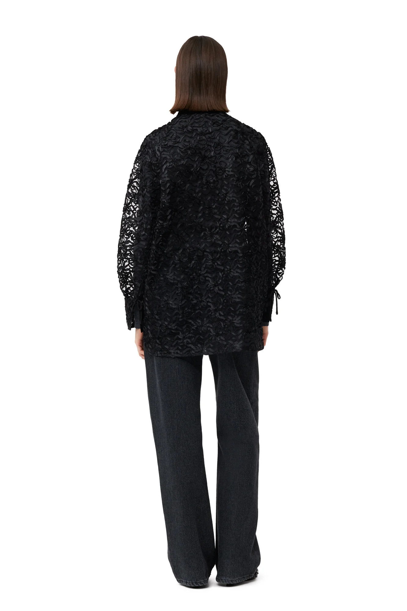 Ribbon Tulle Raglan Shirt | Black - Image 5