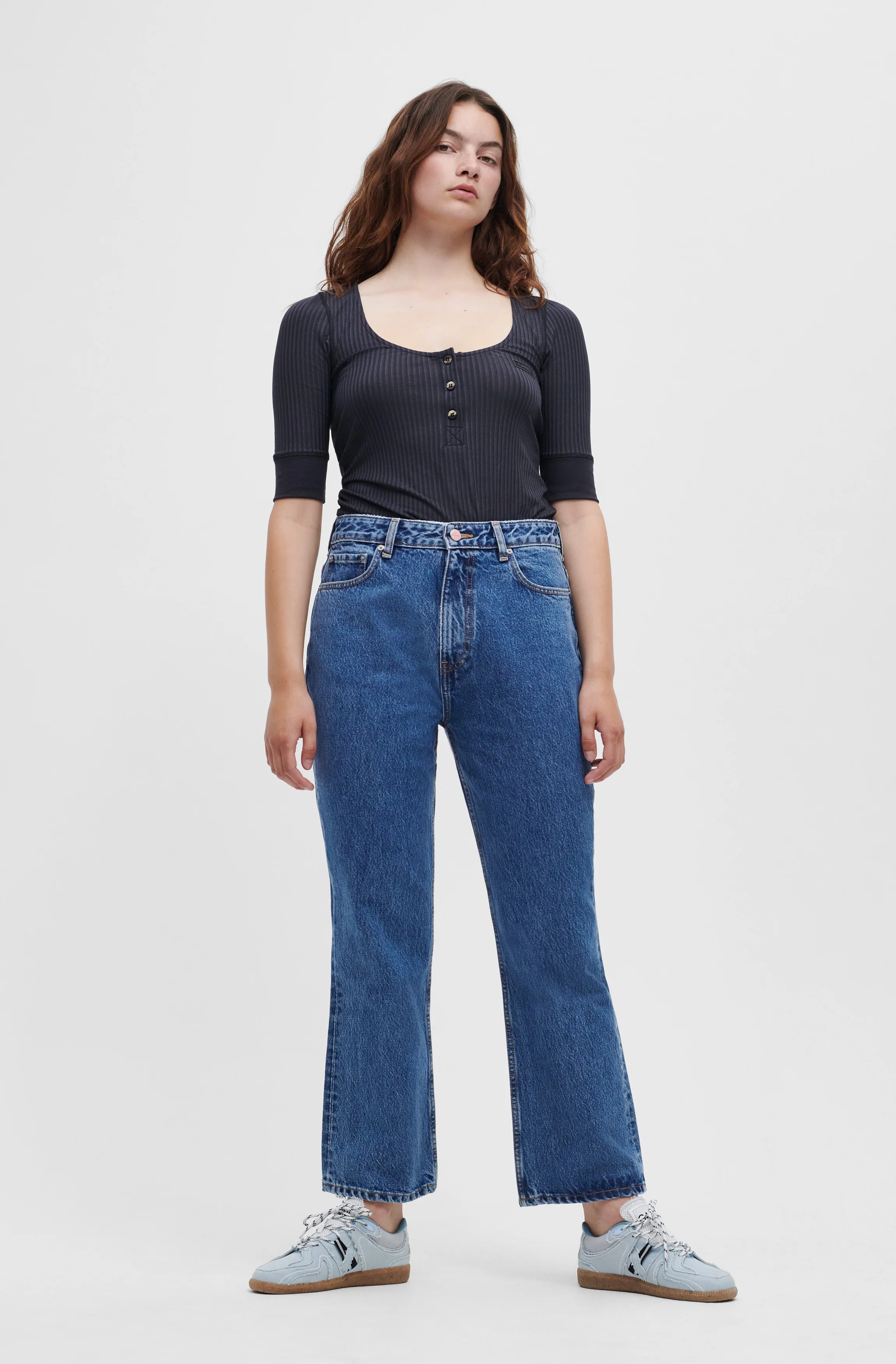 Rigid Denim Betzy Cropped | Mid Blue Stone - Image 2