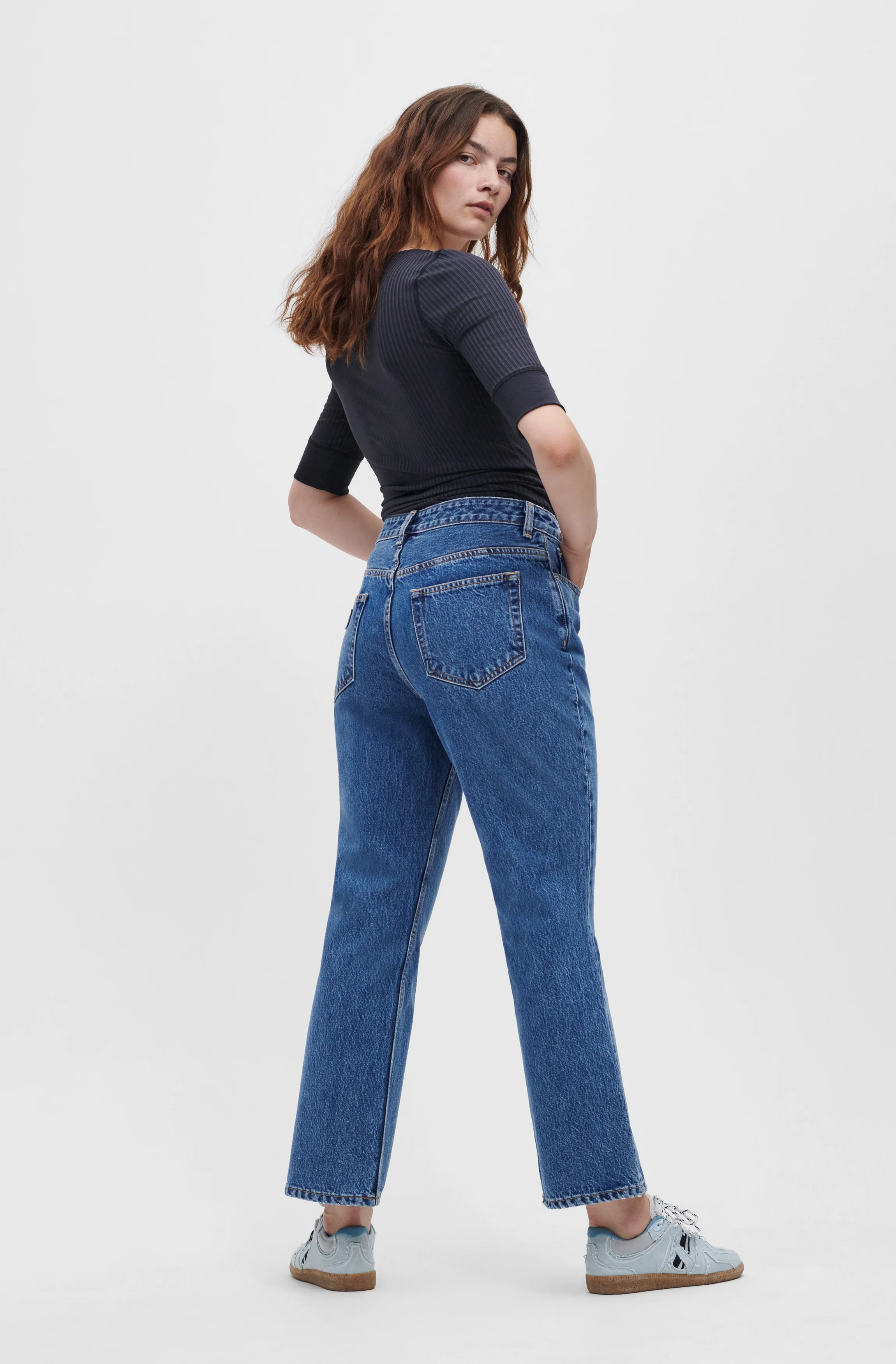 Rigid Denim Betzy Cropped | Mid Blue Stone - Image 3