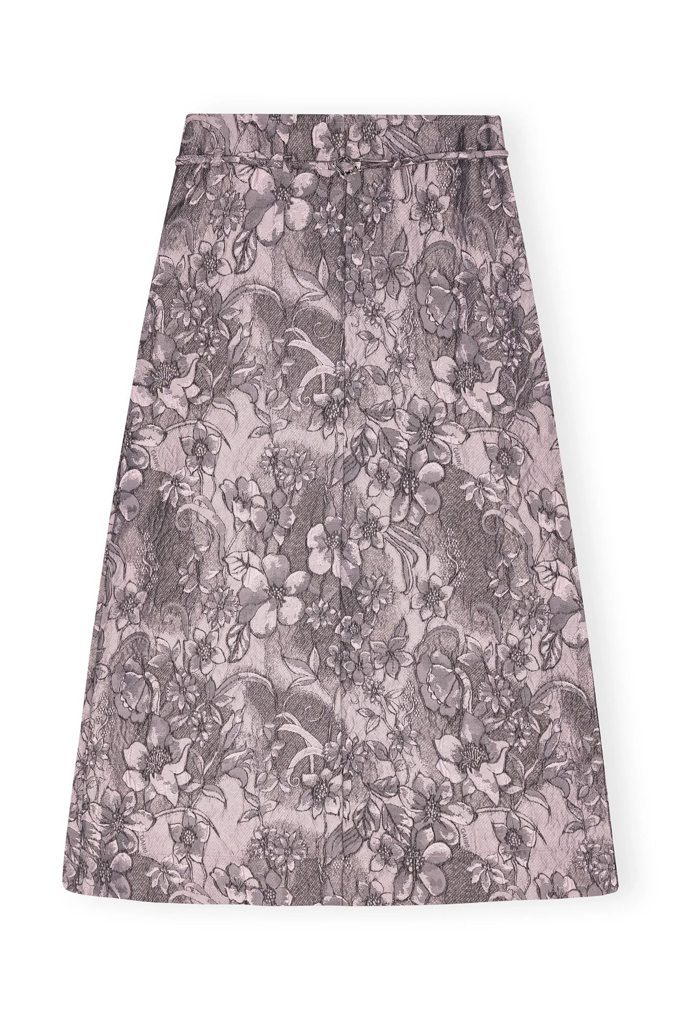 Rippled Jacquard Long Slit Skirt | Black Lotus
