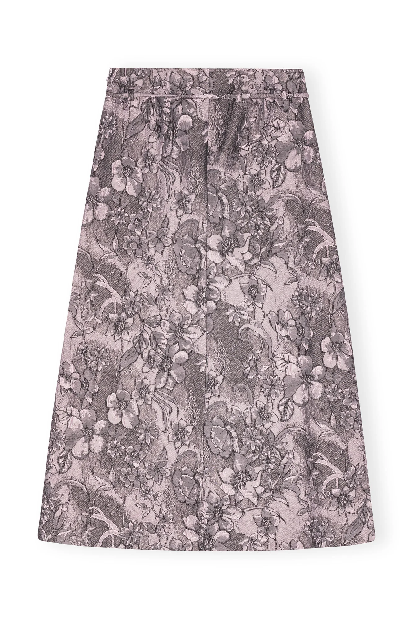 Rippled Jacquard Long Slit Skirt | Black Lotus - Image 2