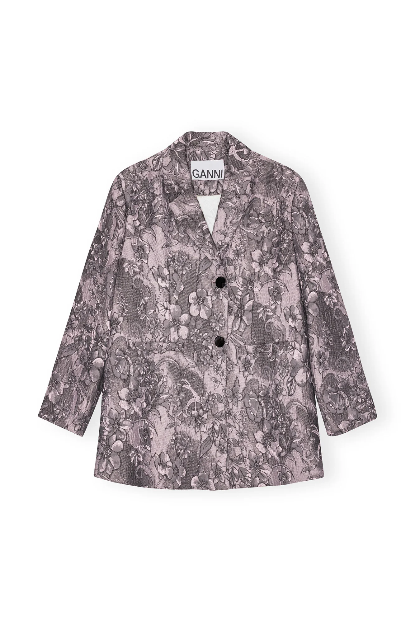 Rippled Jacquard Oversized Blazer | Black Lotus