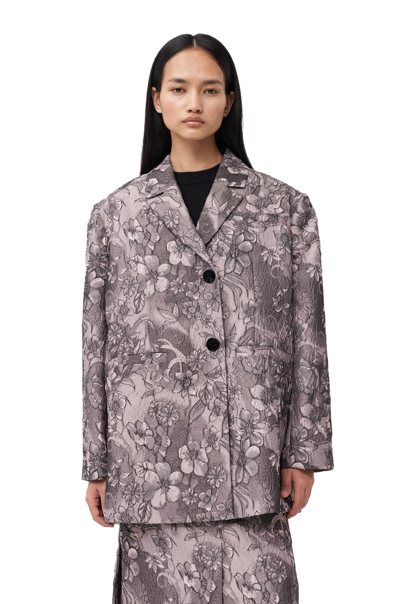 Rippled Jacquard Oversized Blazer | Black Lotus - Image 3