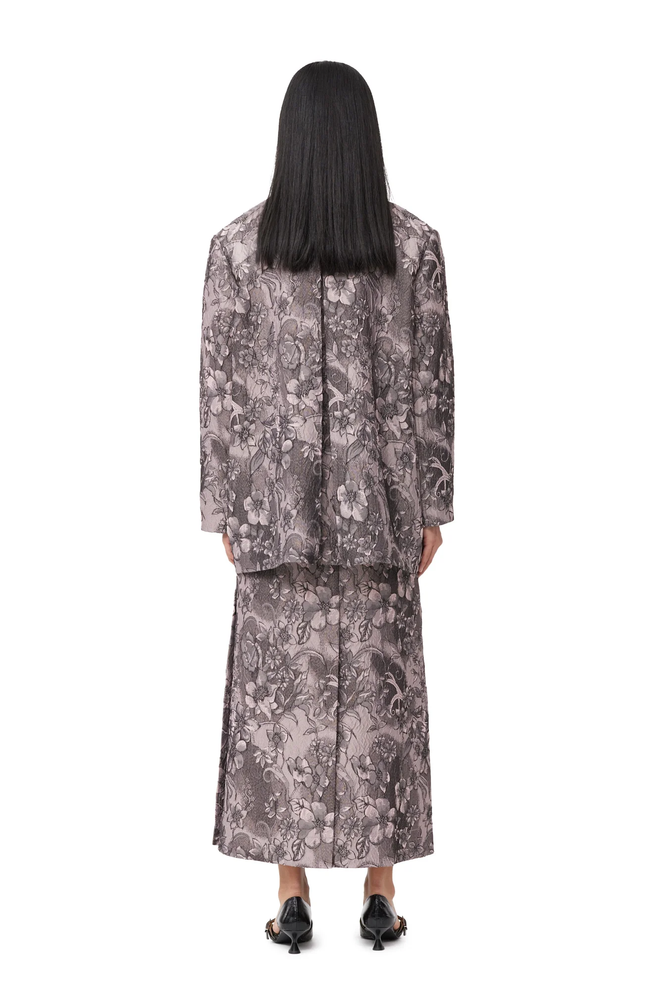 Rippled Jacquard Oversized Blazer | Black Lotus - Image 5