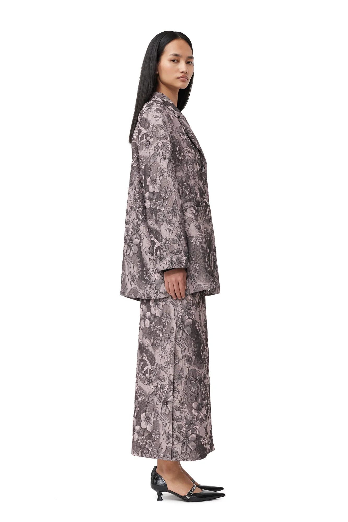 Rippled Jacquard Oversized Blazer | Black Lotus - Image 6