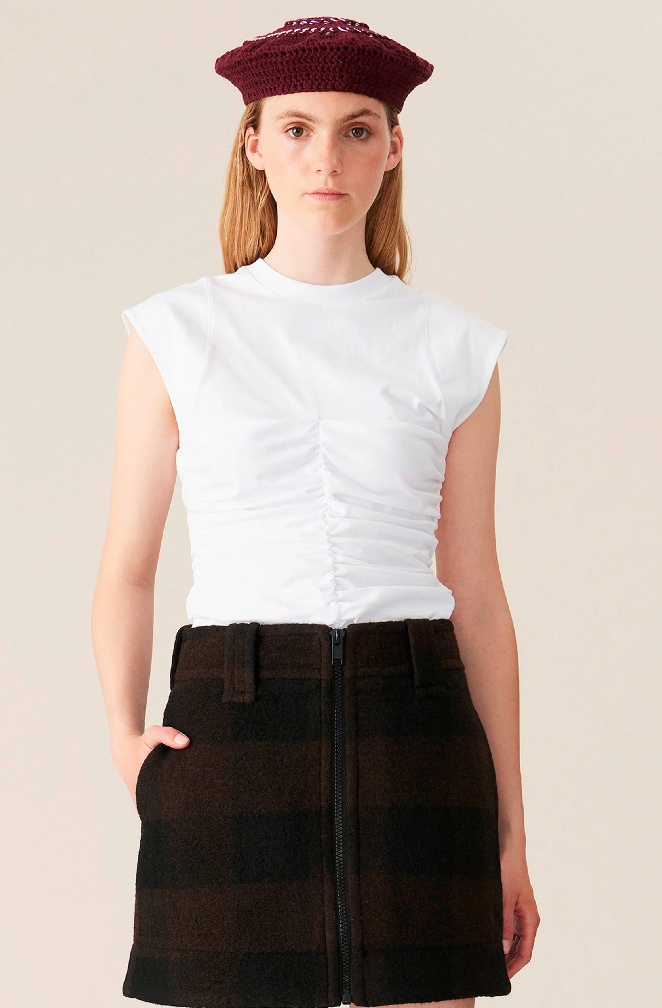 Ruched Fitted Top | Bright White - Image 2