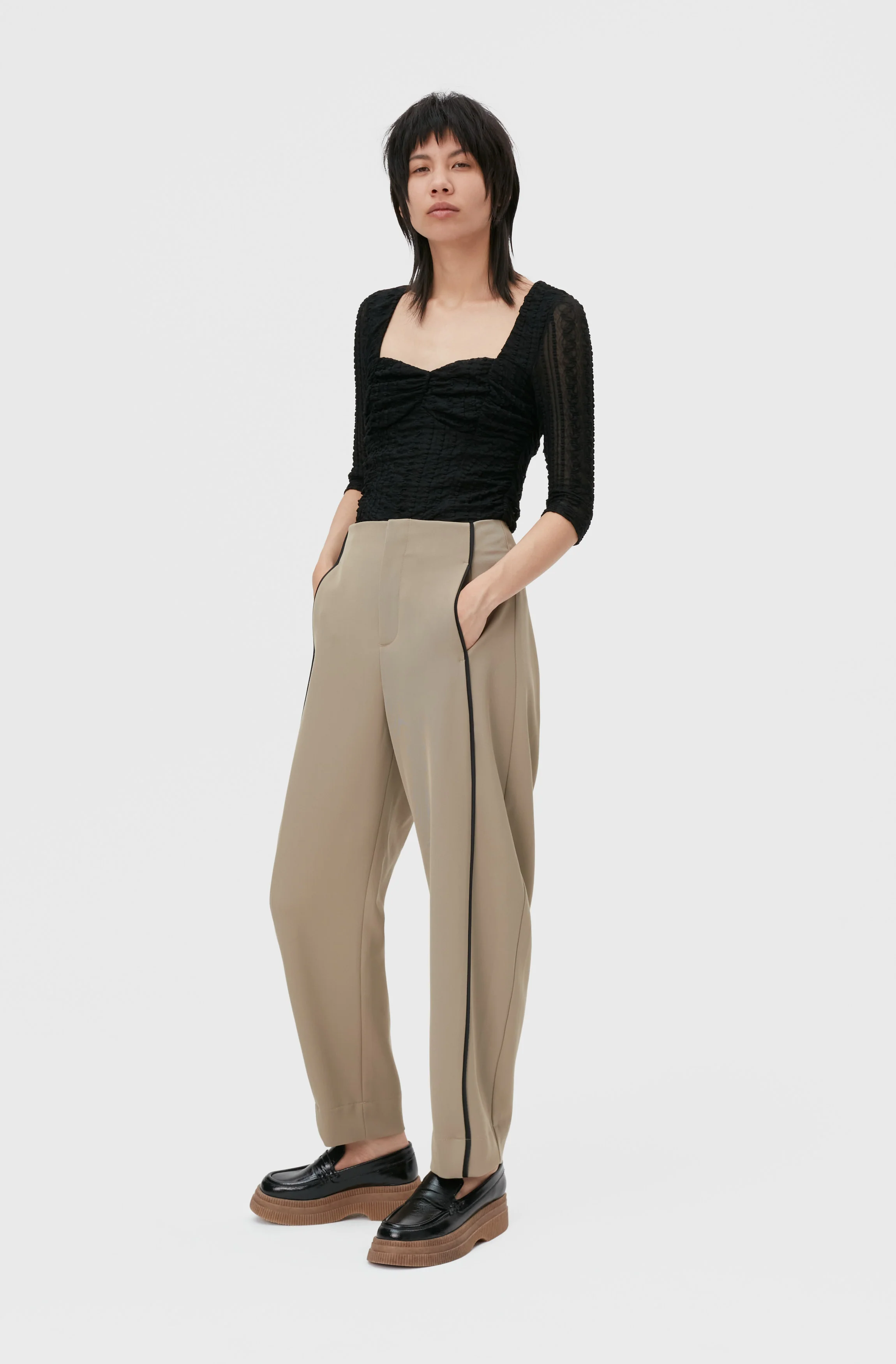 Ruched Lace Blouse | Black - Image 4