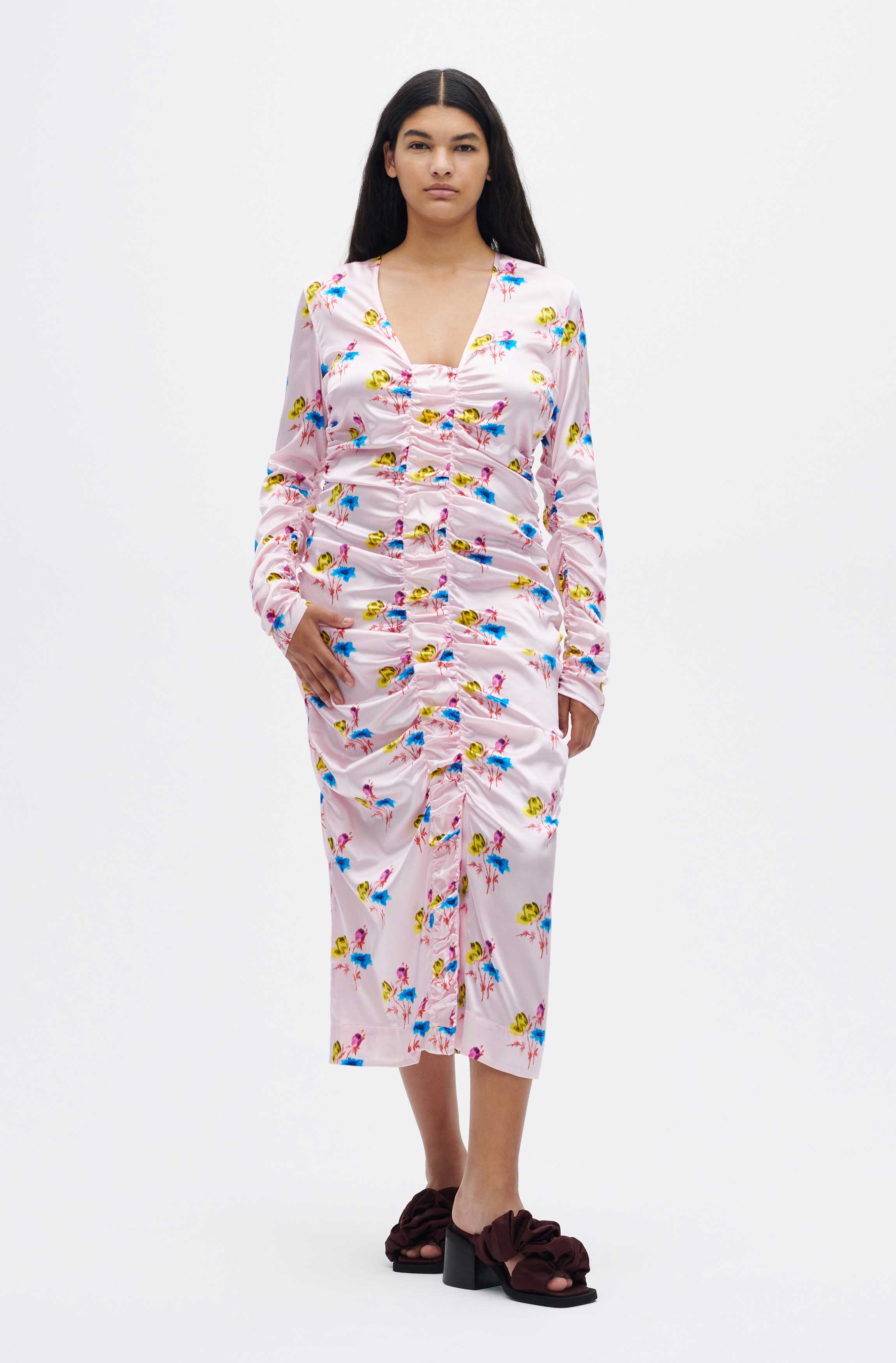 Ruched Maxi Dress | Floral Light Lilac - Image 3