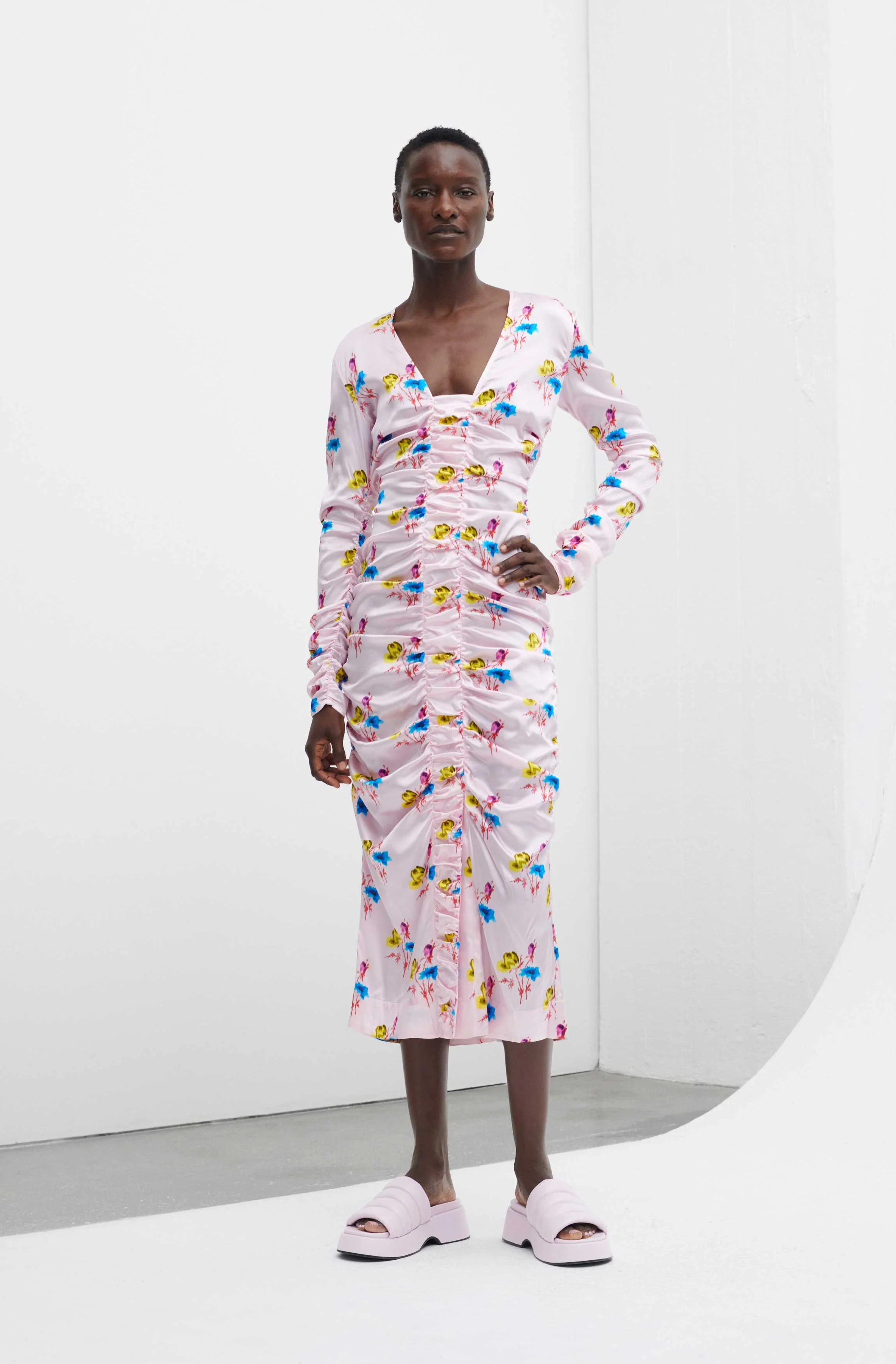 Ruched Maxi Dress | Floral Light Lilac - Image 6