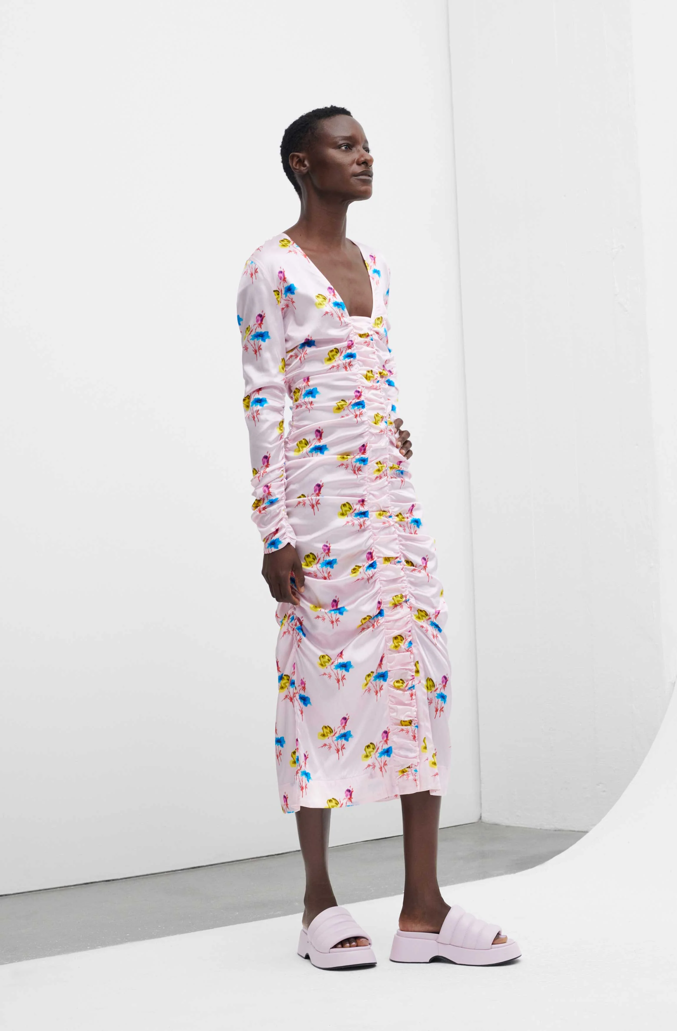 Ruched Maxi Dress | Floral Light Lilac - Image 8
