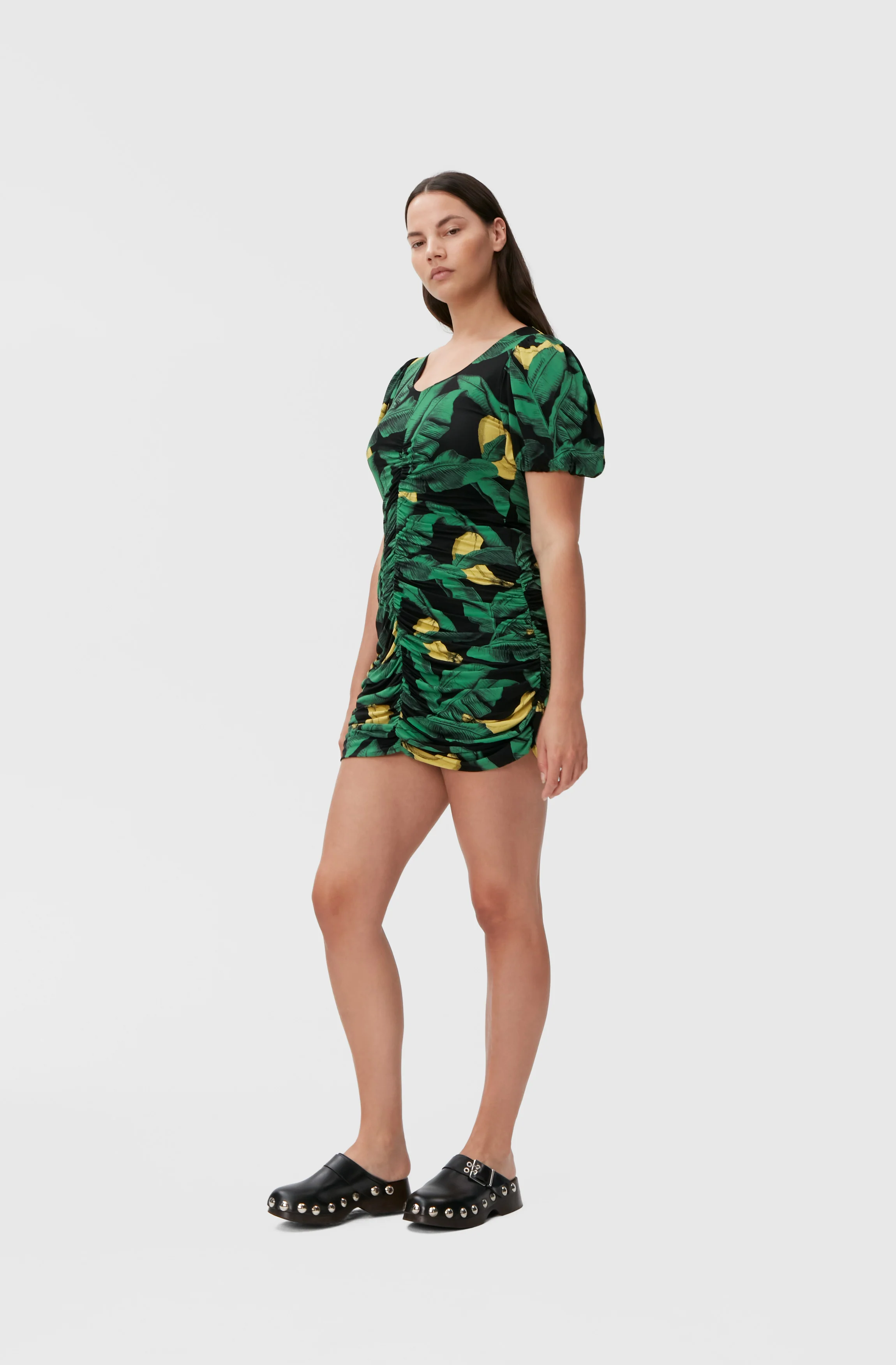 Ruched Mesh Mini Dress | Black - Image 3