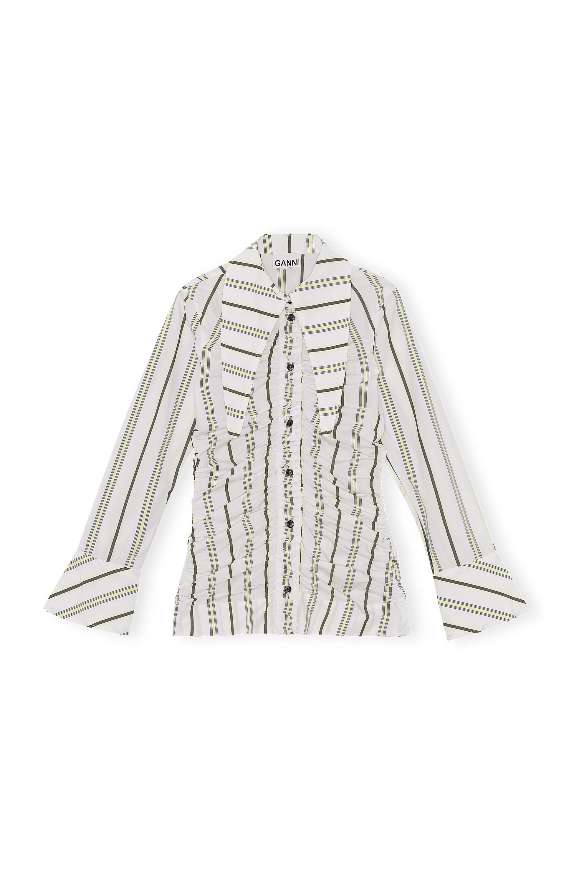 Ruched Shirt | Mix Stripe Yellow Pear