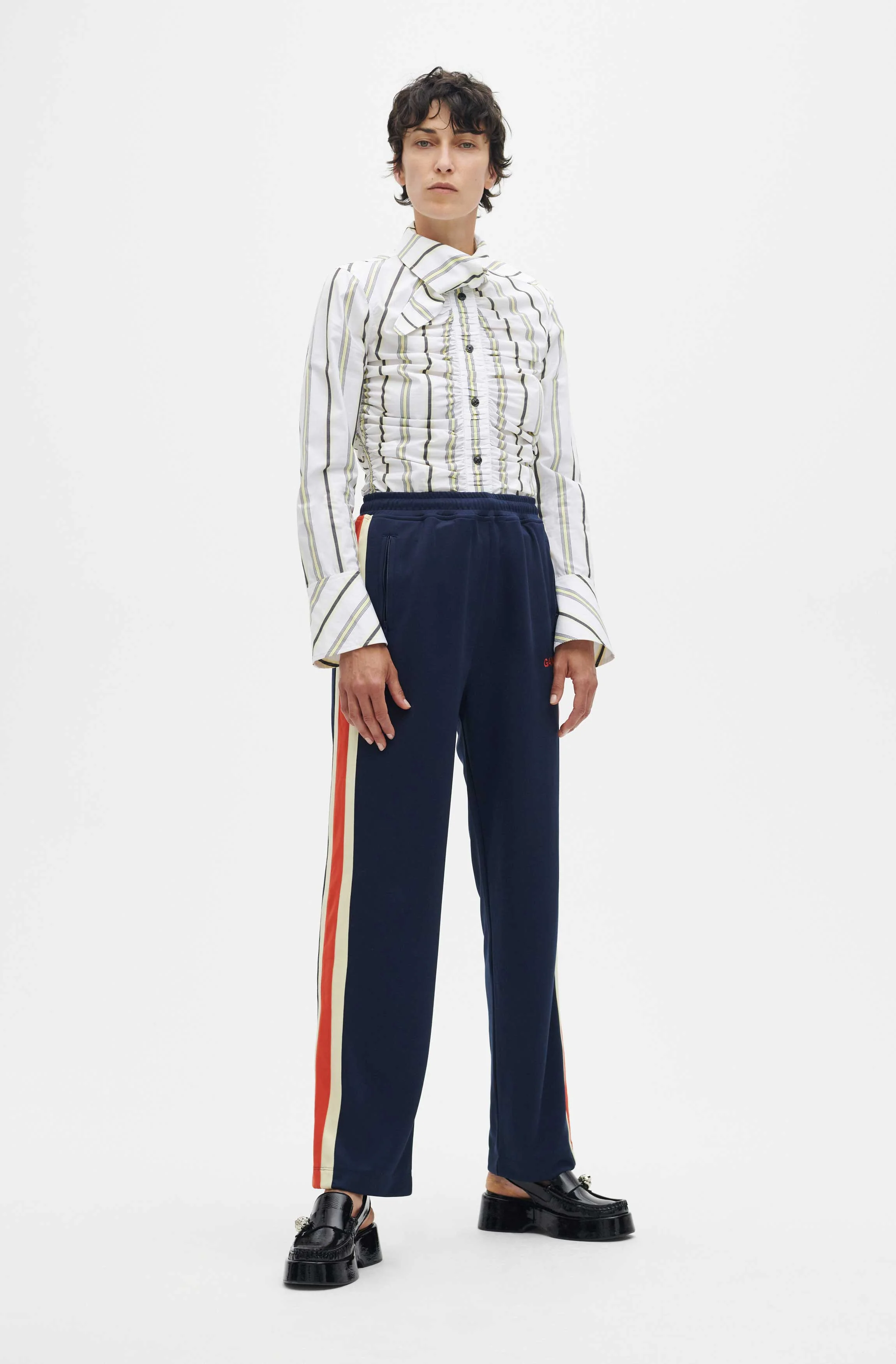 Ruched Shirt | Mix Stripe Yellow Pear - Image 4