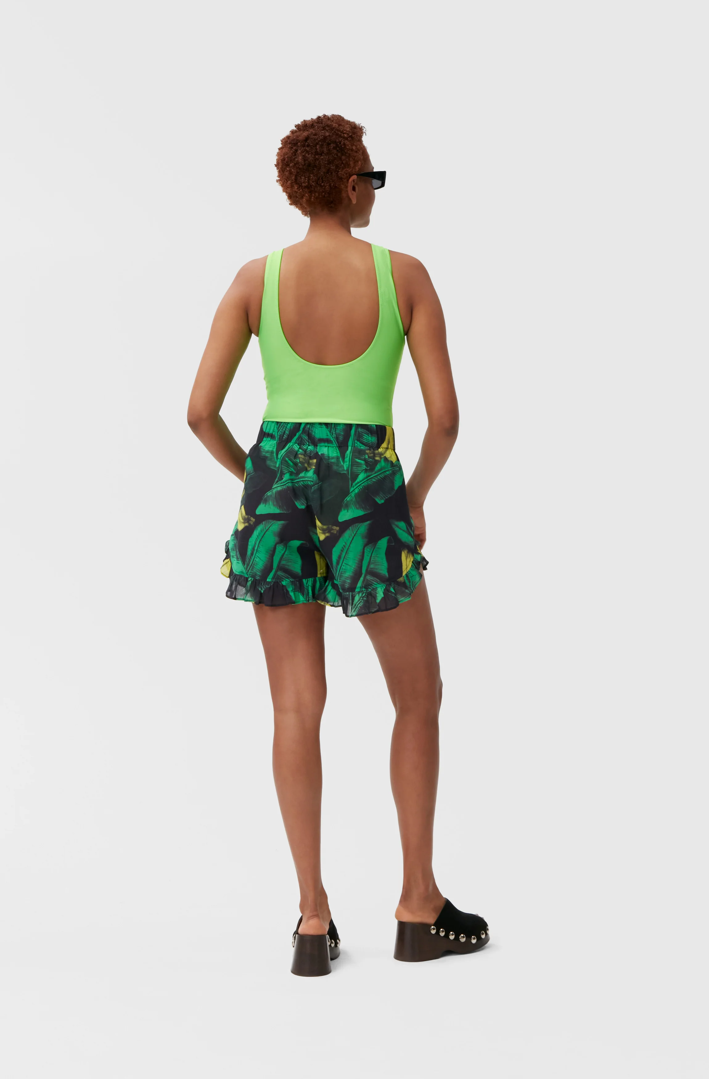 Ruffled Beach Shorts | Banana Tree Black - Image 4