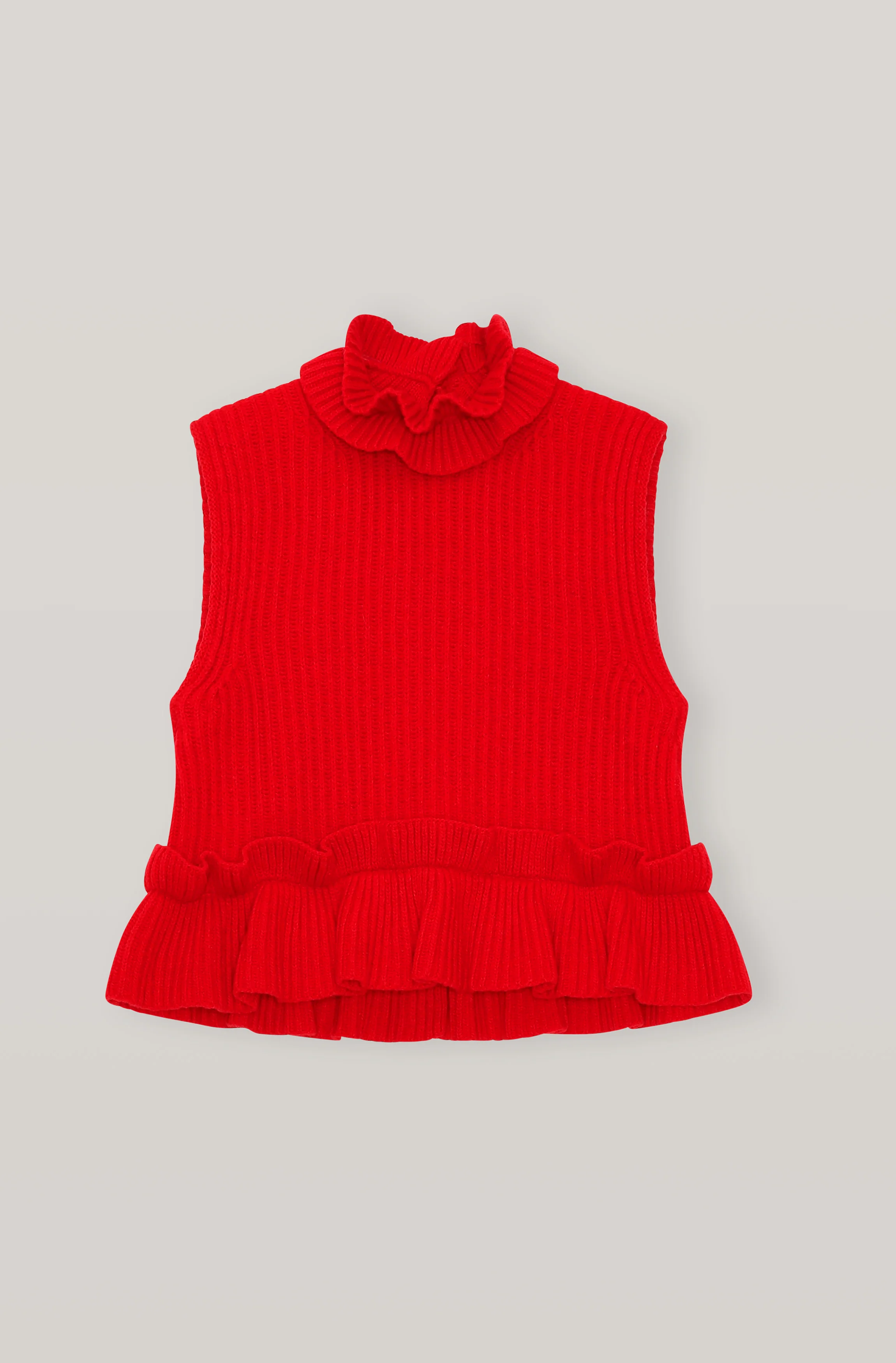 Ruffled Knit Vest | Flame Scarlet