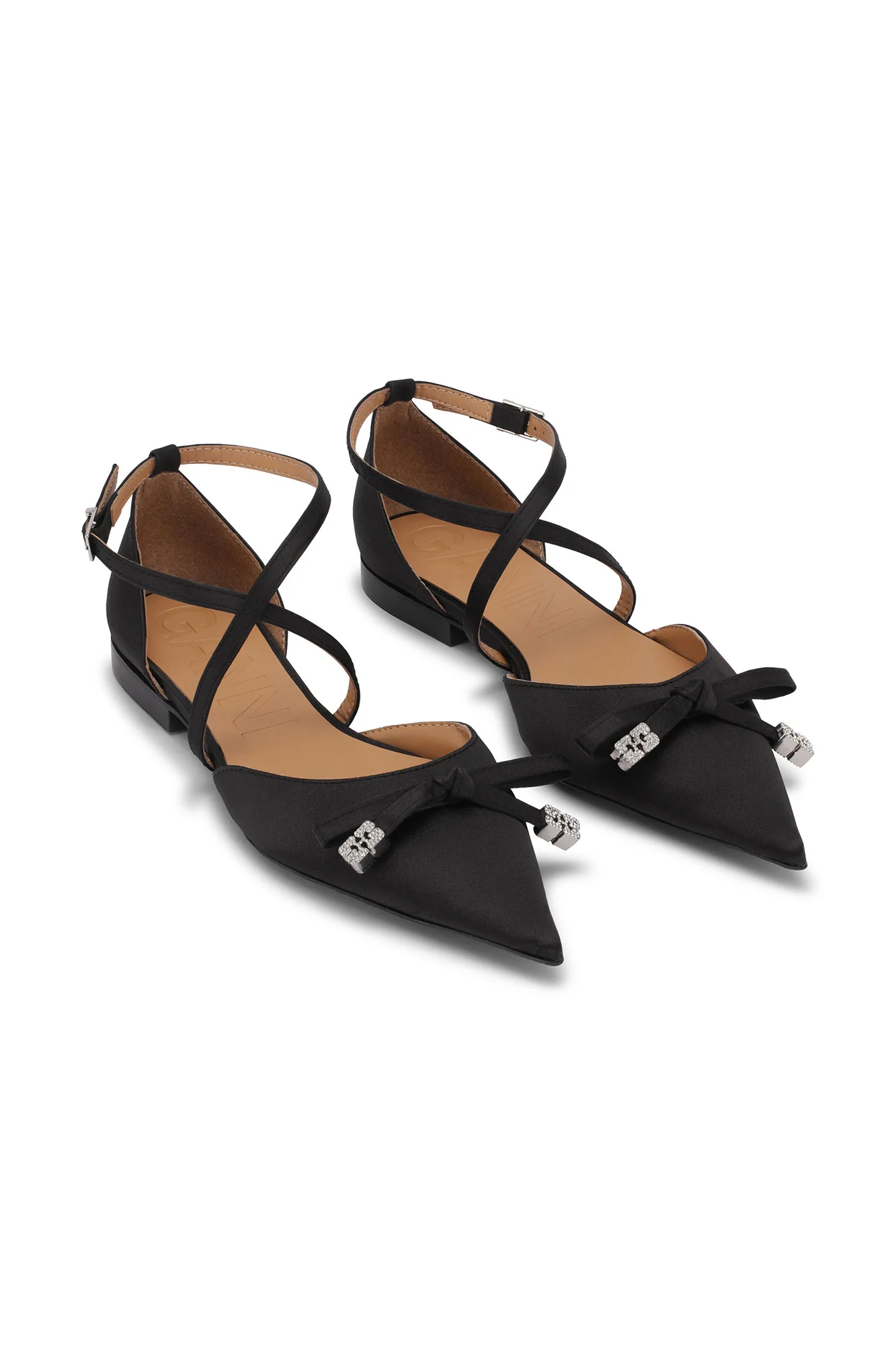 Satin Butterfly Ballerinas | Black - Image 3