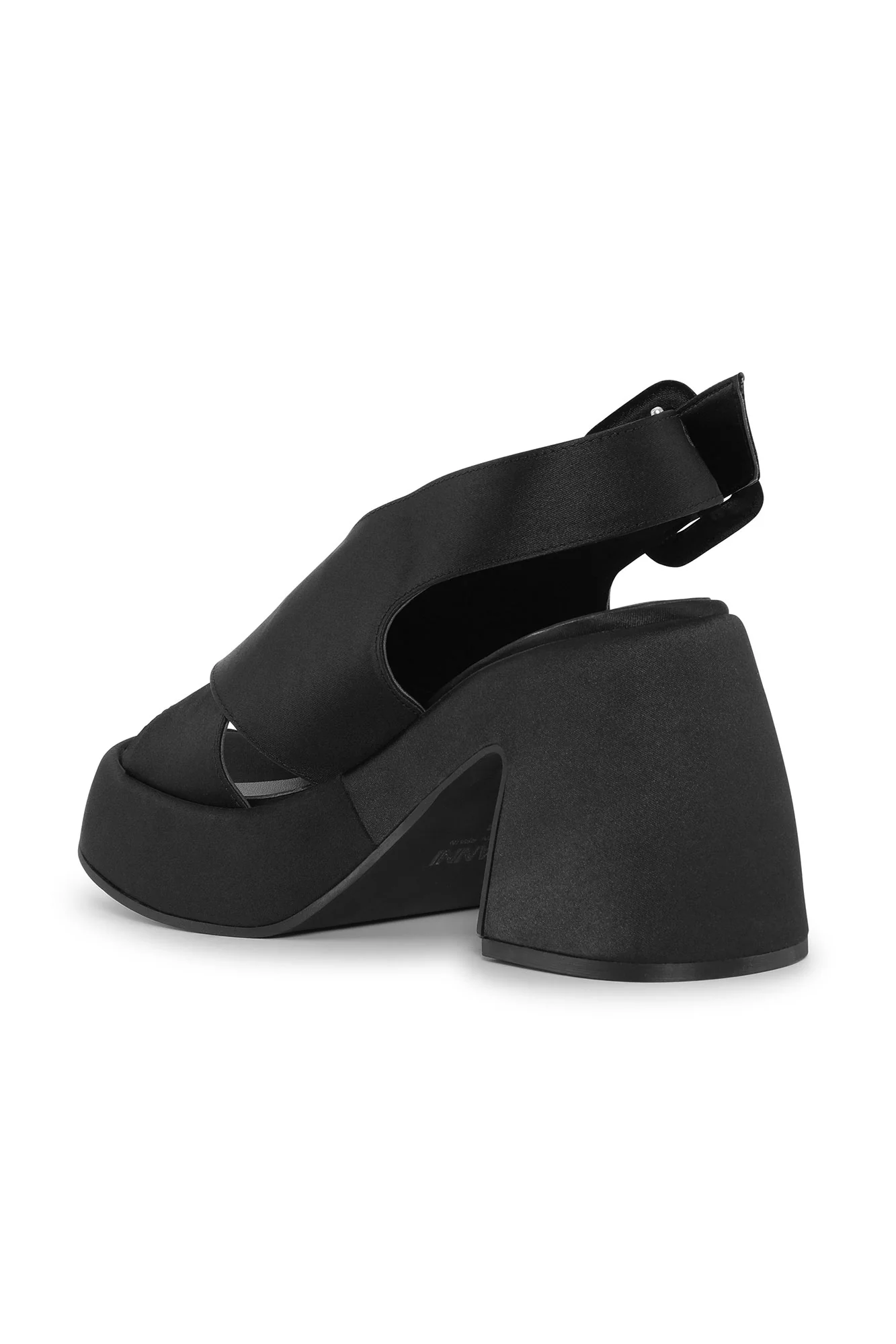 Satin Cross Heeled Sandals | Black - Image 2