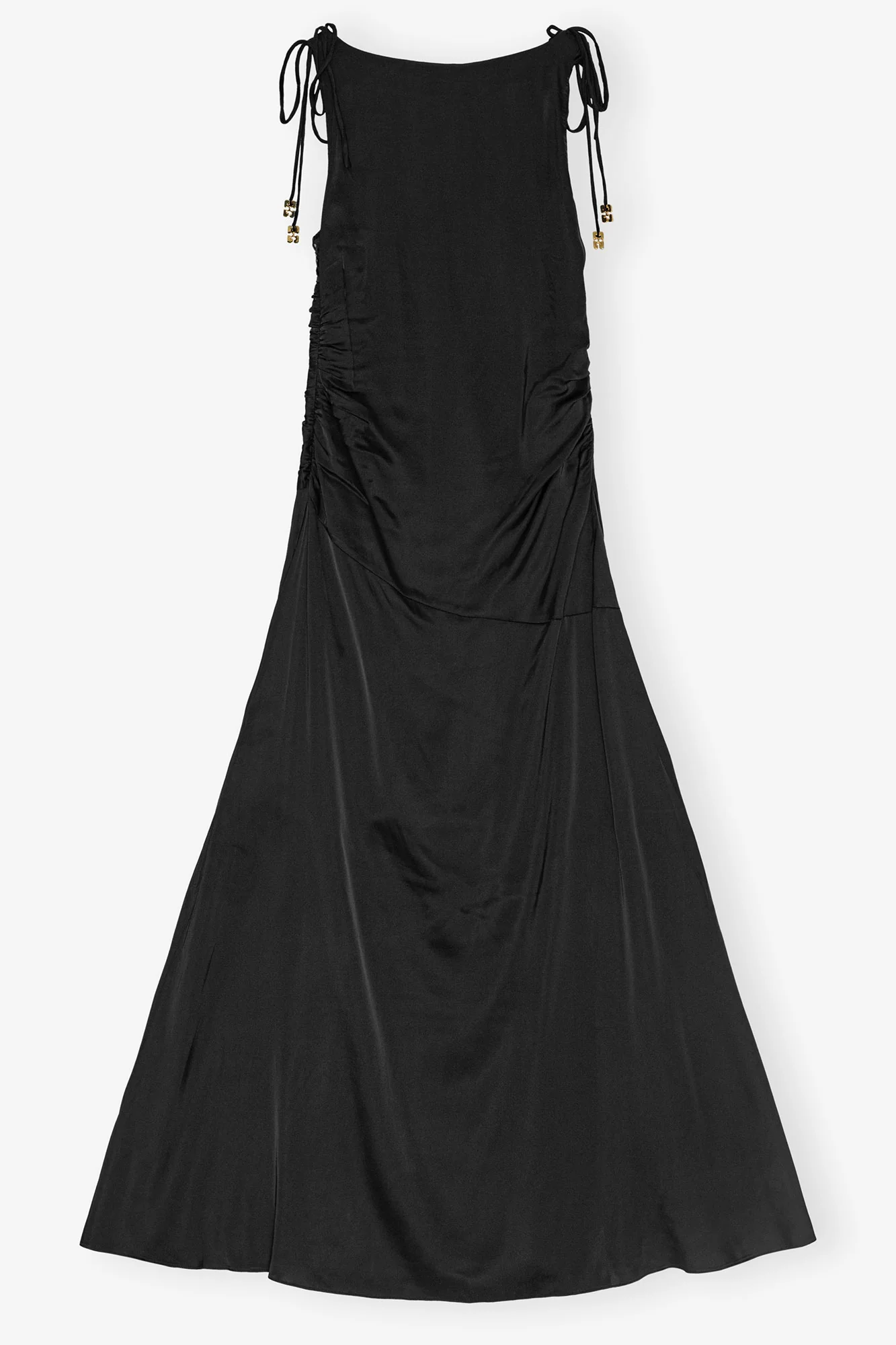 Satin Gathered Dress | Black - Image 2