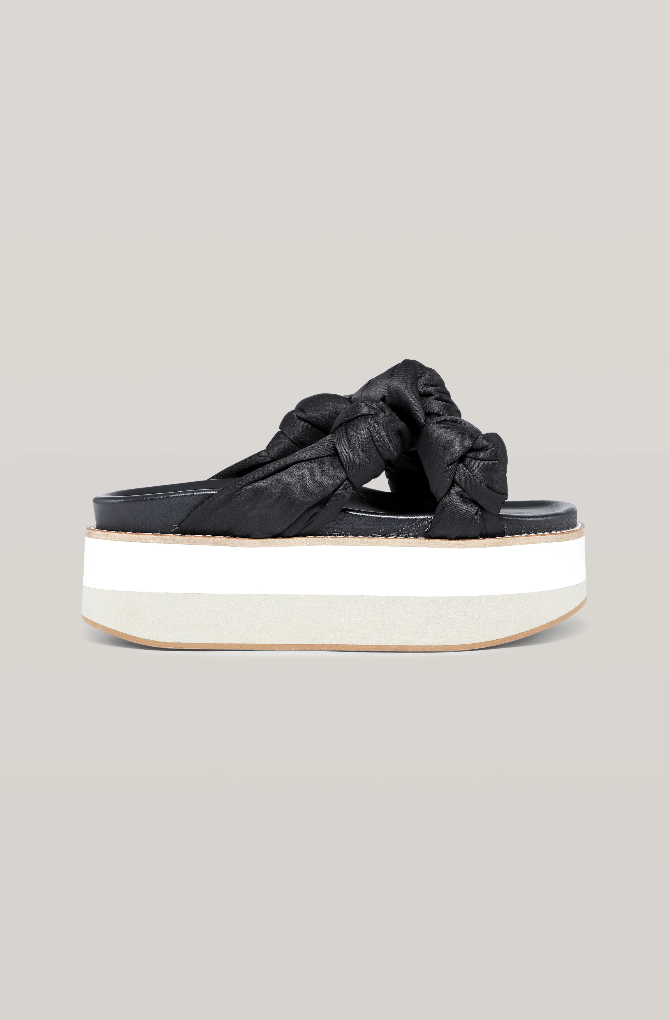 Satin Knotted Platform Sandals | Black