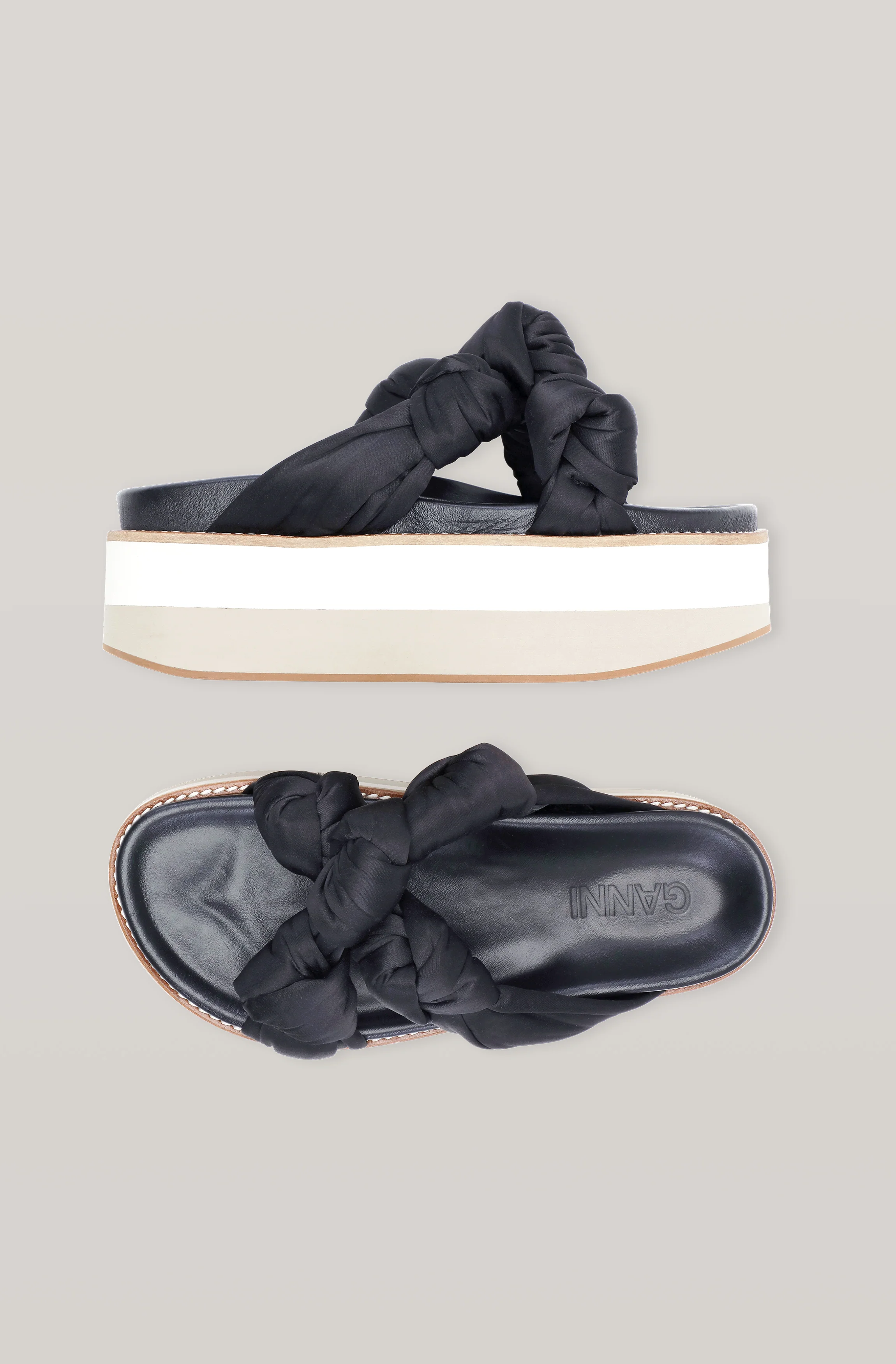 Satin Knotted Platform Sandals | Black - Image 2