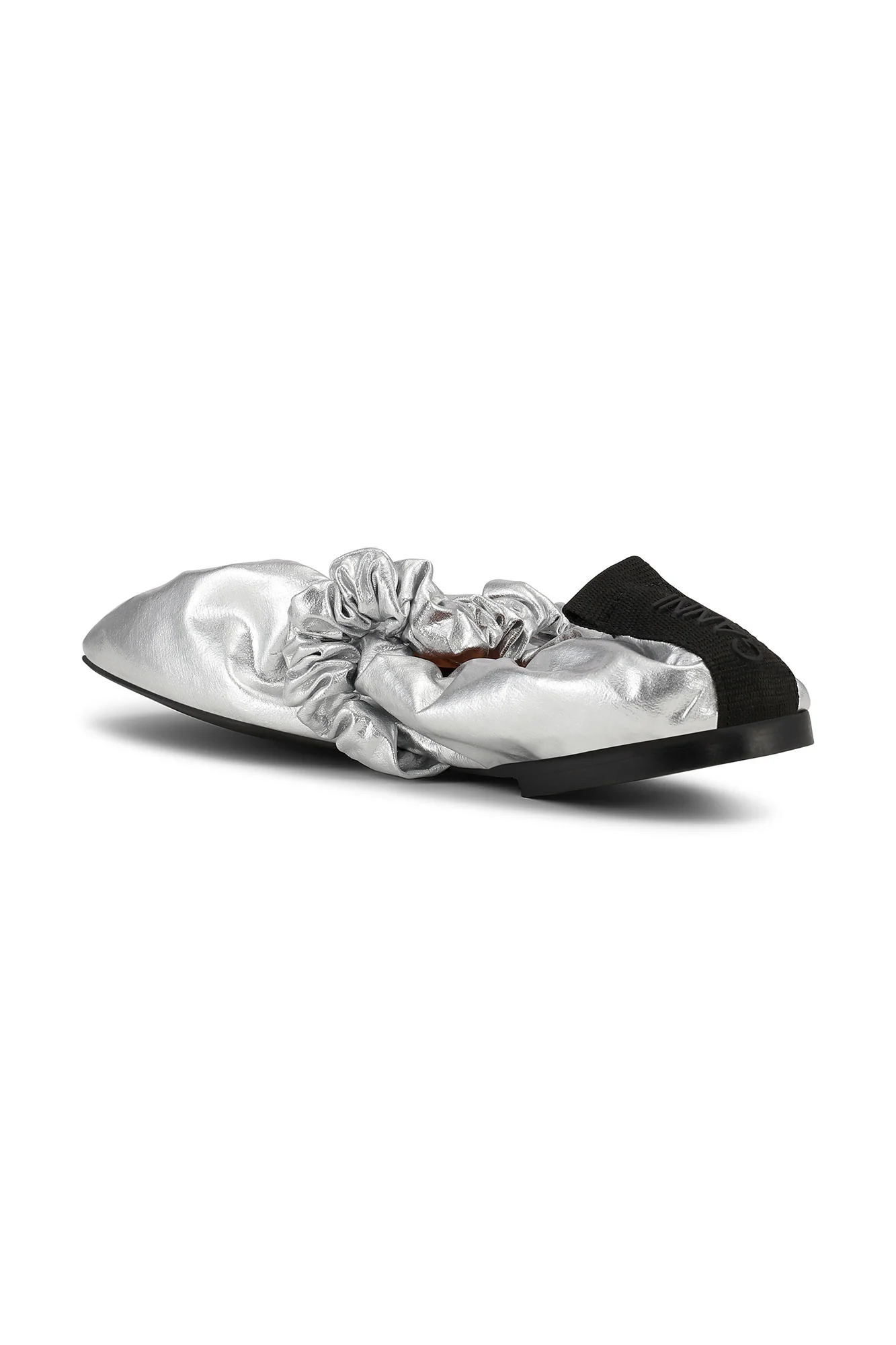 Scrunchie Ballerina Flats | Silver - Image 2