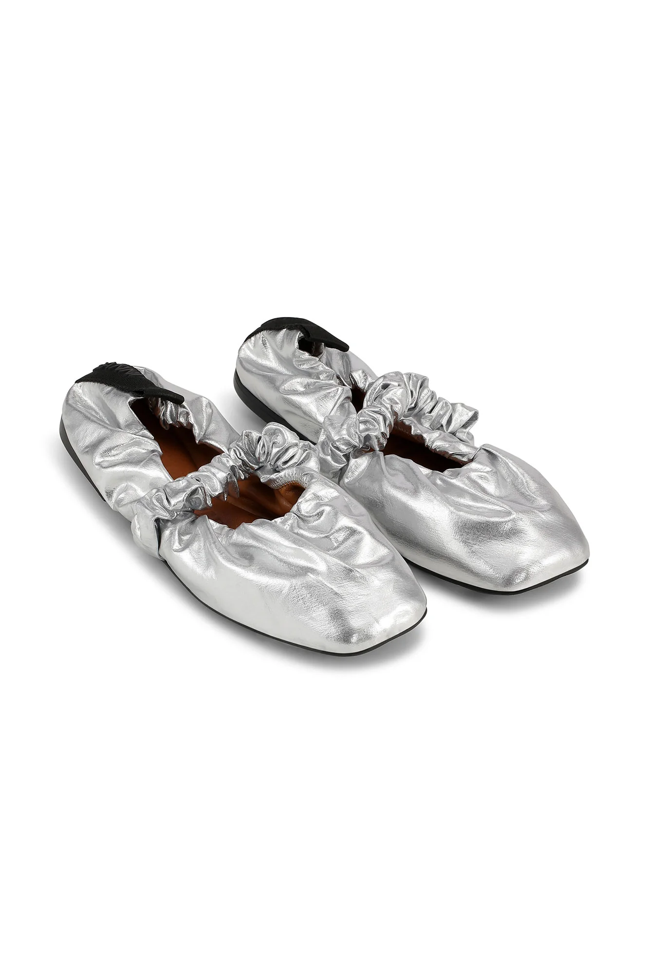 Scrunchie Ballerina Flats | Silver - Image 3