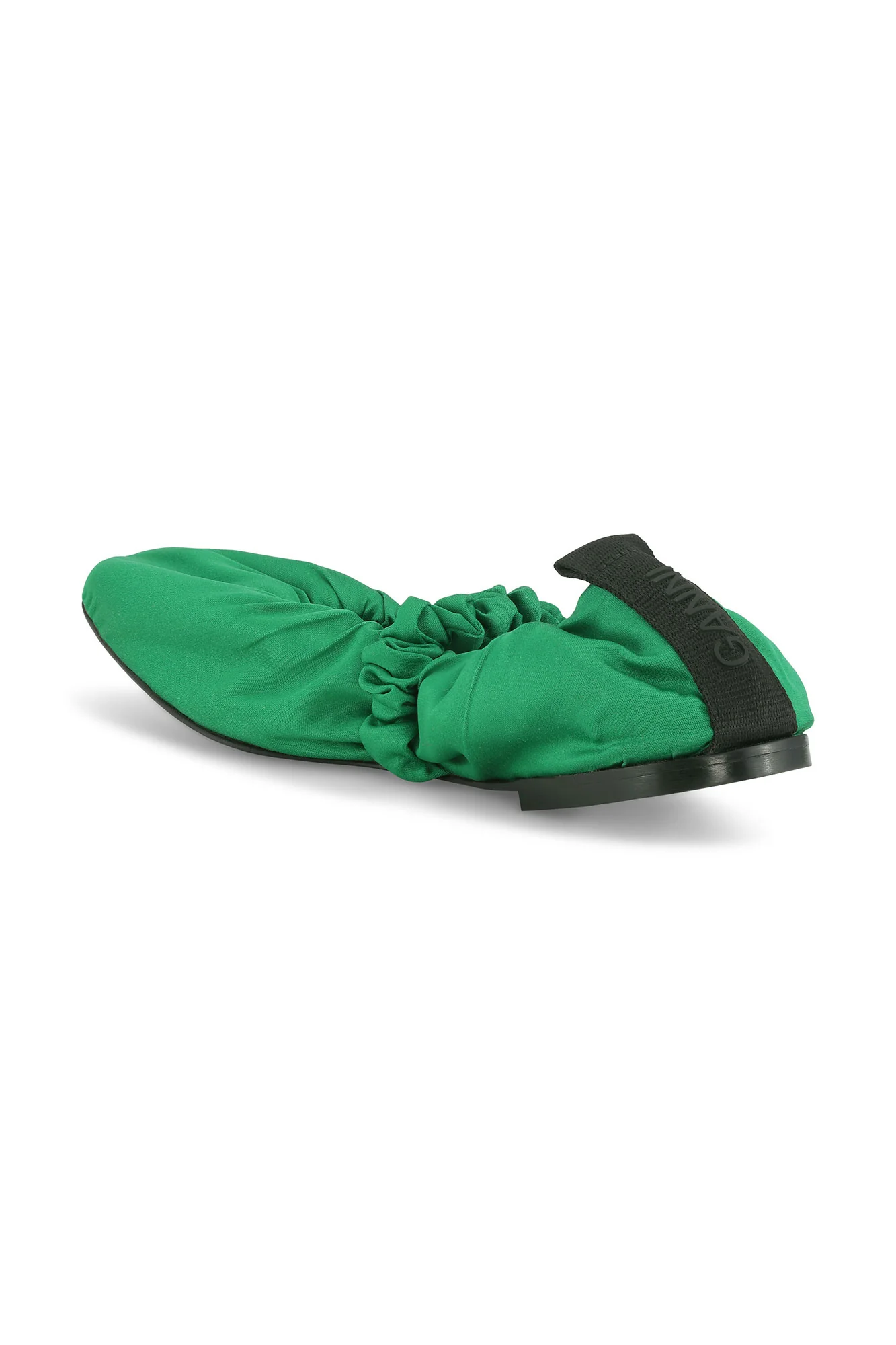 Scrunchie Satin Ballerinas | Kelly Green - Image 2