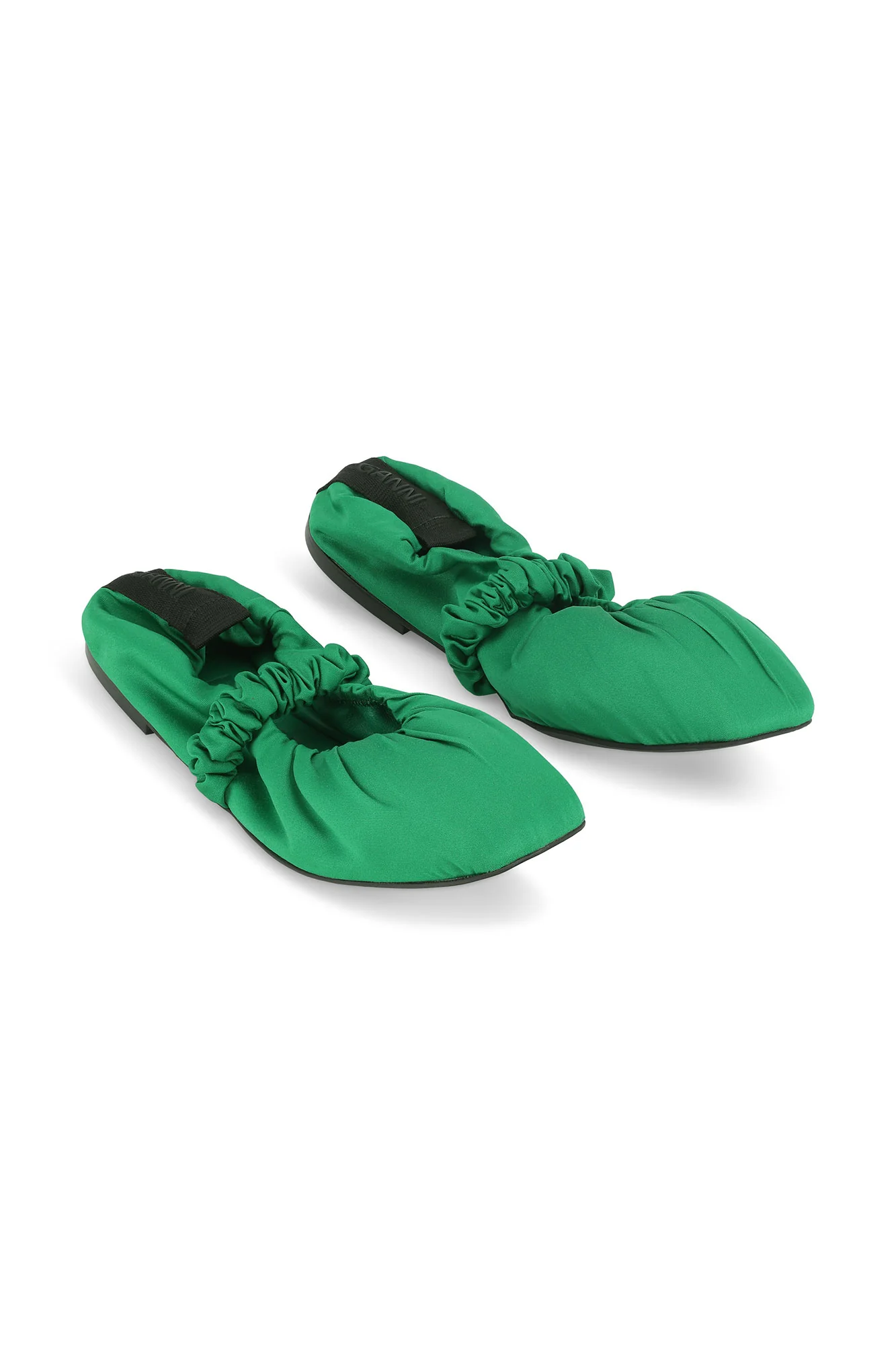 Scrunchie Satin Ballerinas | Kelly Green - Image 3