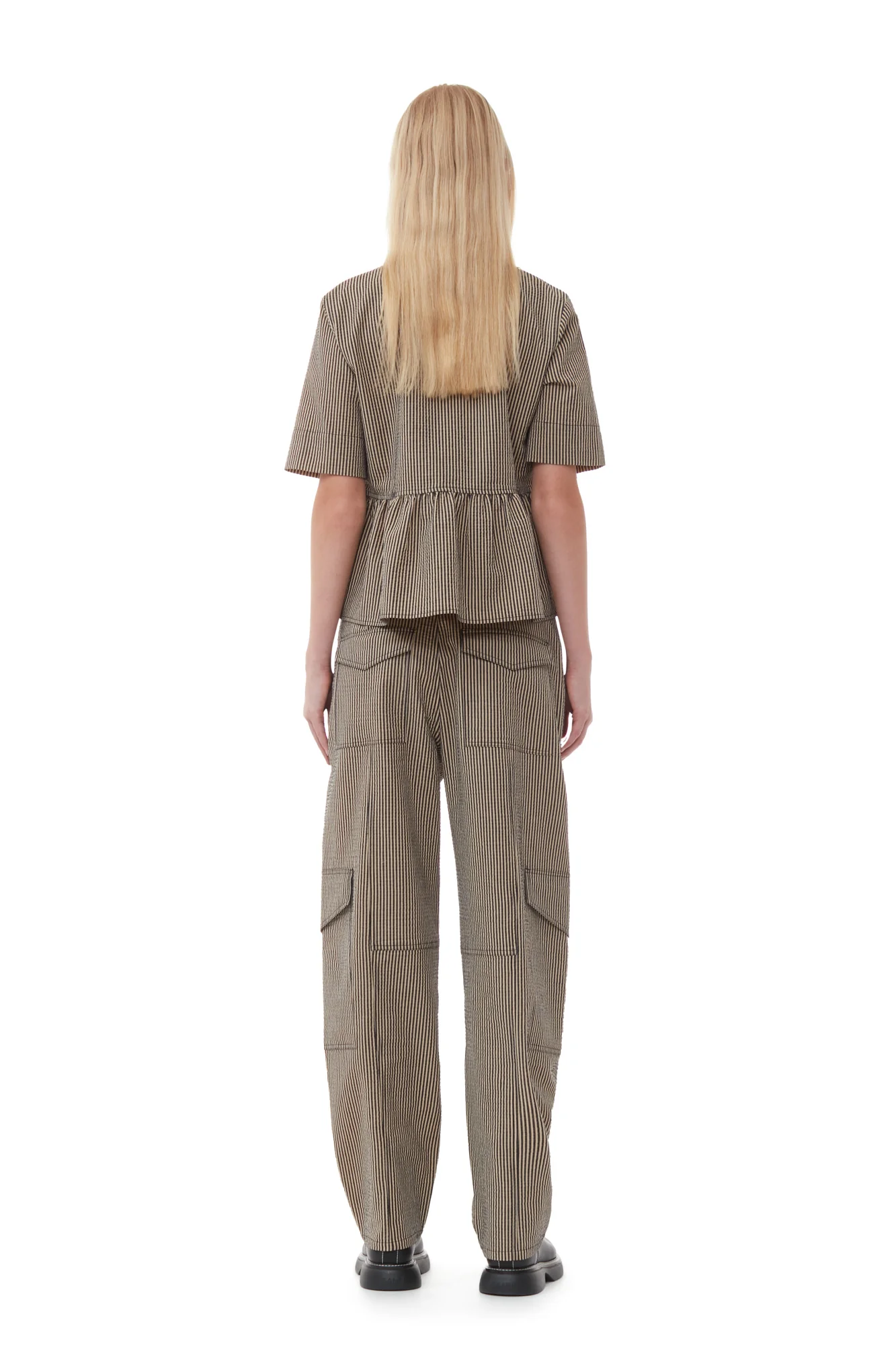 Seersucker Cargo Trousers | Irish Cream - Image 5