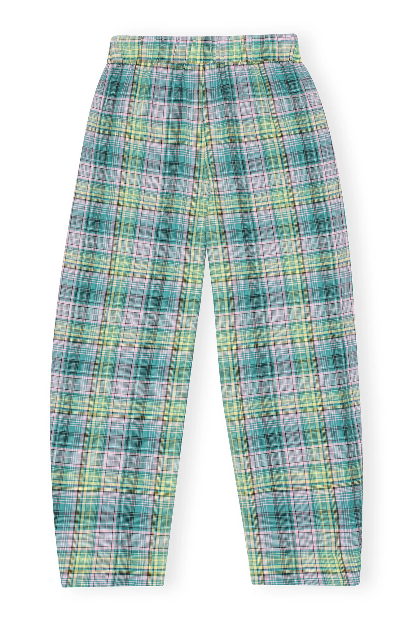 Seersucker Check Elasticated Mid Waist Pants | Lagoon - Image 2