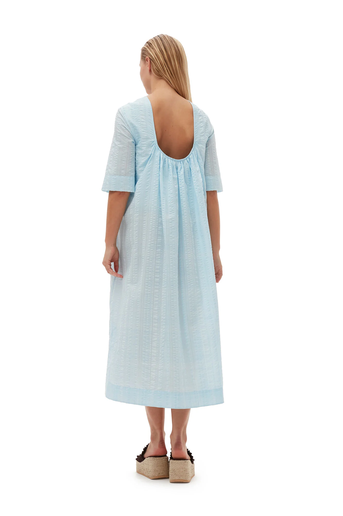 Seersucker Check Maxi Dress | Ice Water - Image 4