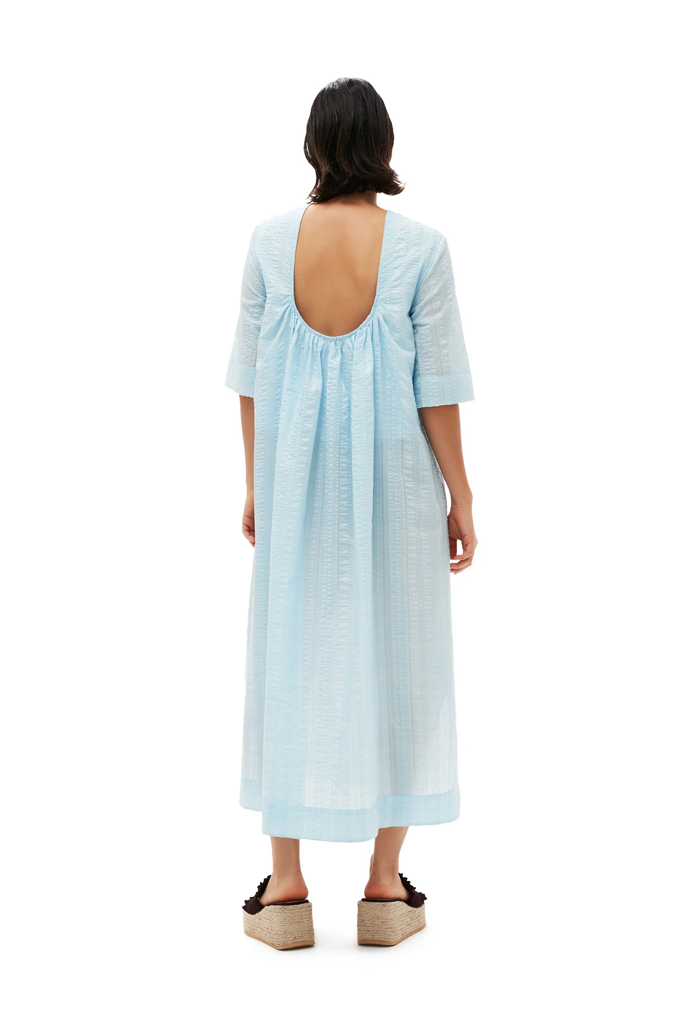 Seersucker Check Maxi Dress | Ice Water - Image 7