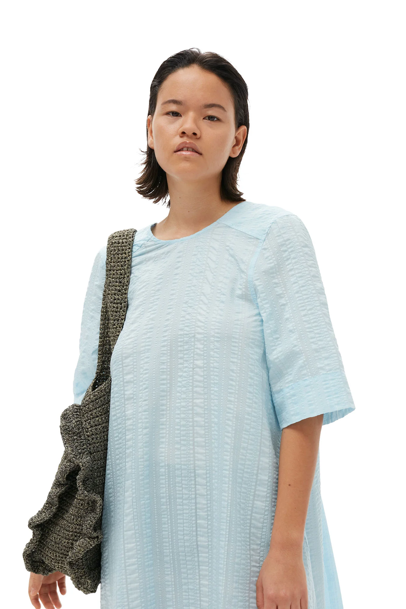 Seersucker Check Maxi Dress | Ice Water - Image 8