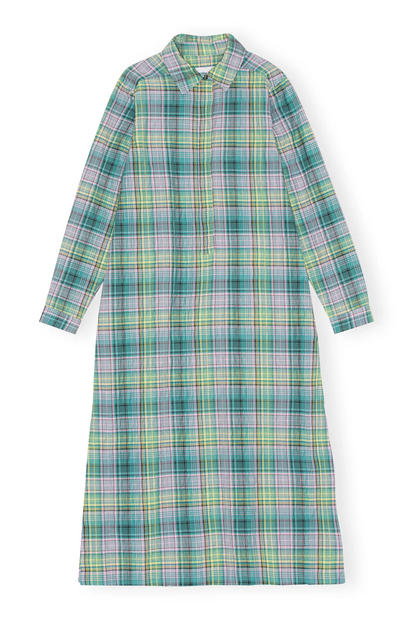 Seersucker Check Shirt Dress | Lagoon