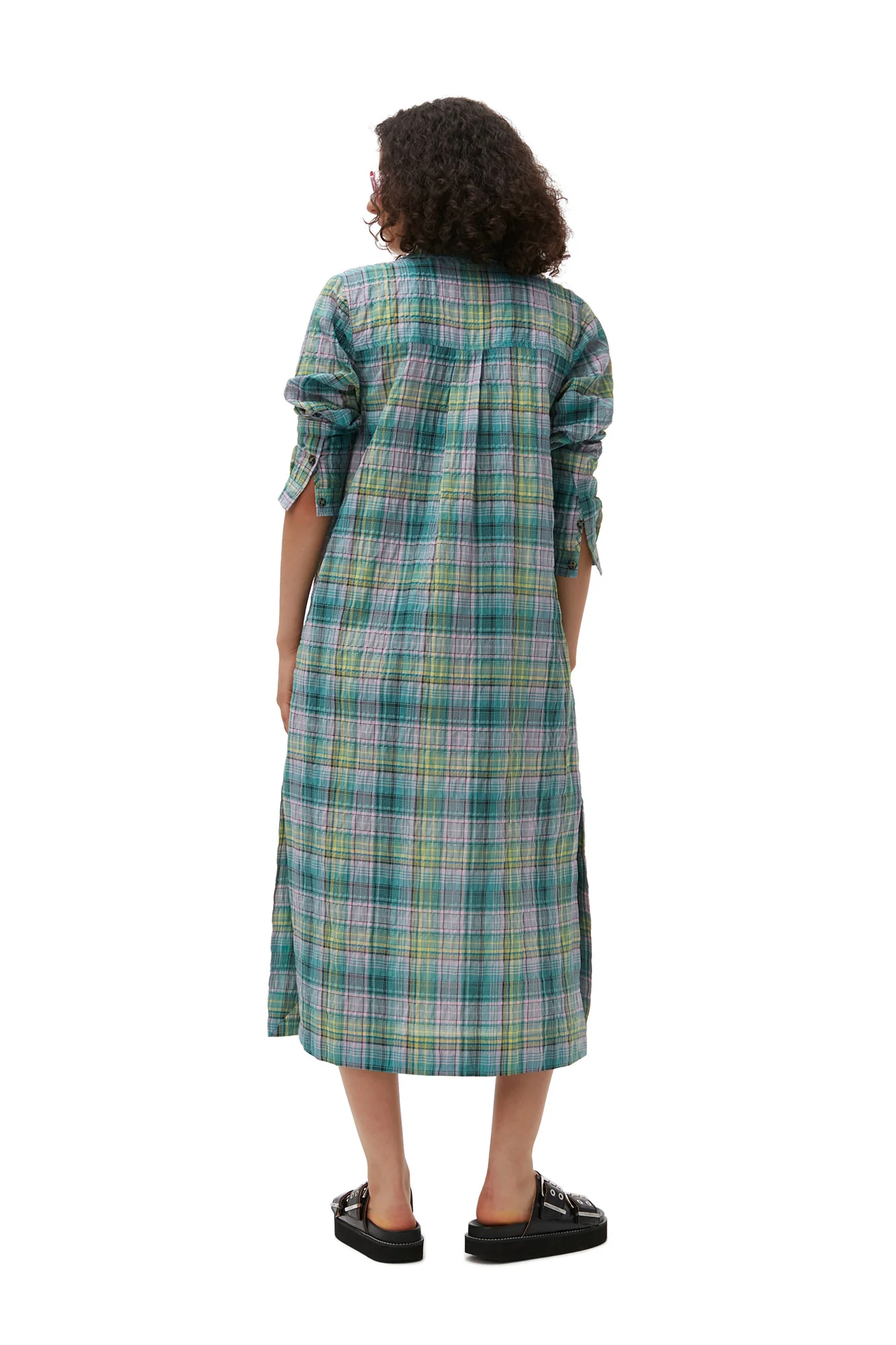 Seersucker Check Shirt Dress | Lagoon - Image 8