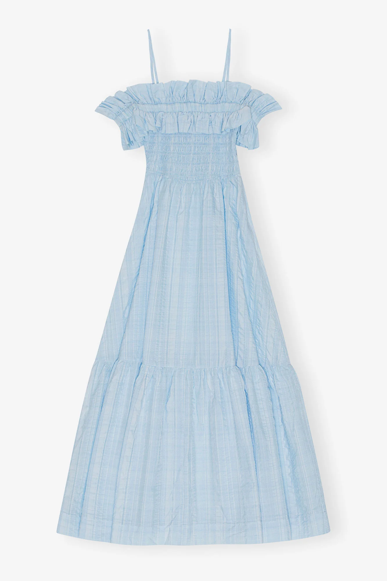 Seersucker Check Smock Maxi Dress | Ice Water - Image 2
